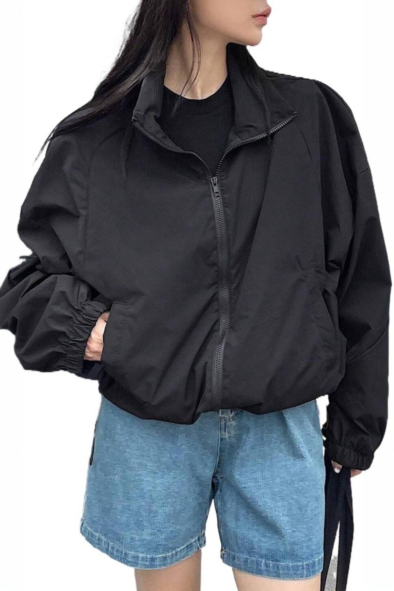Yexpine Y2K Zip Up Windbreaker Jacket