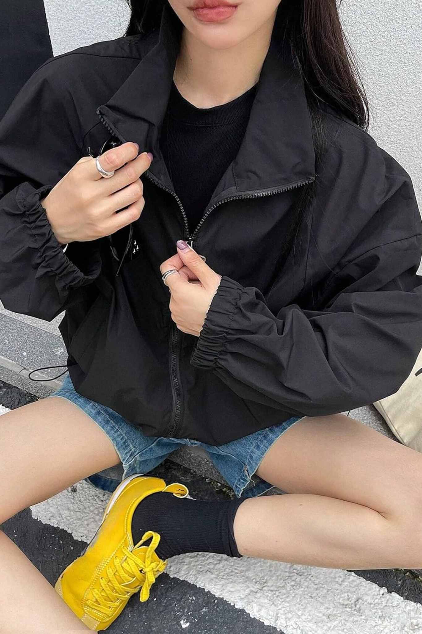 Yexpine Y2K Zip Up Windbreaker Jacket
