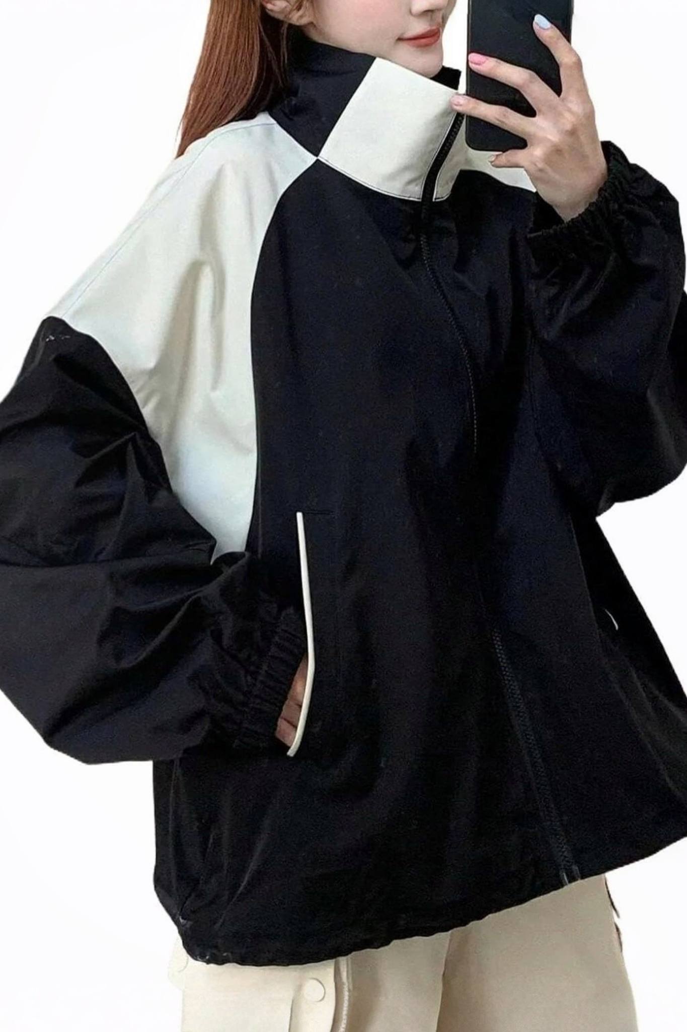 Yexpine Y2K Zip Up Windbreaker Jacket