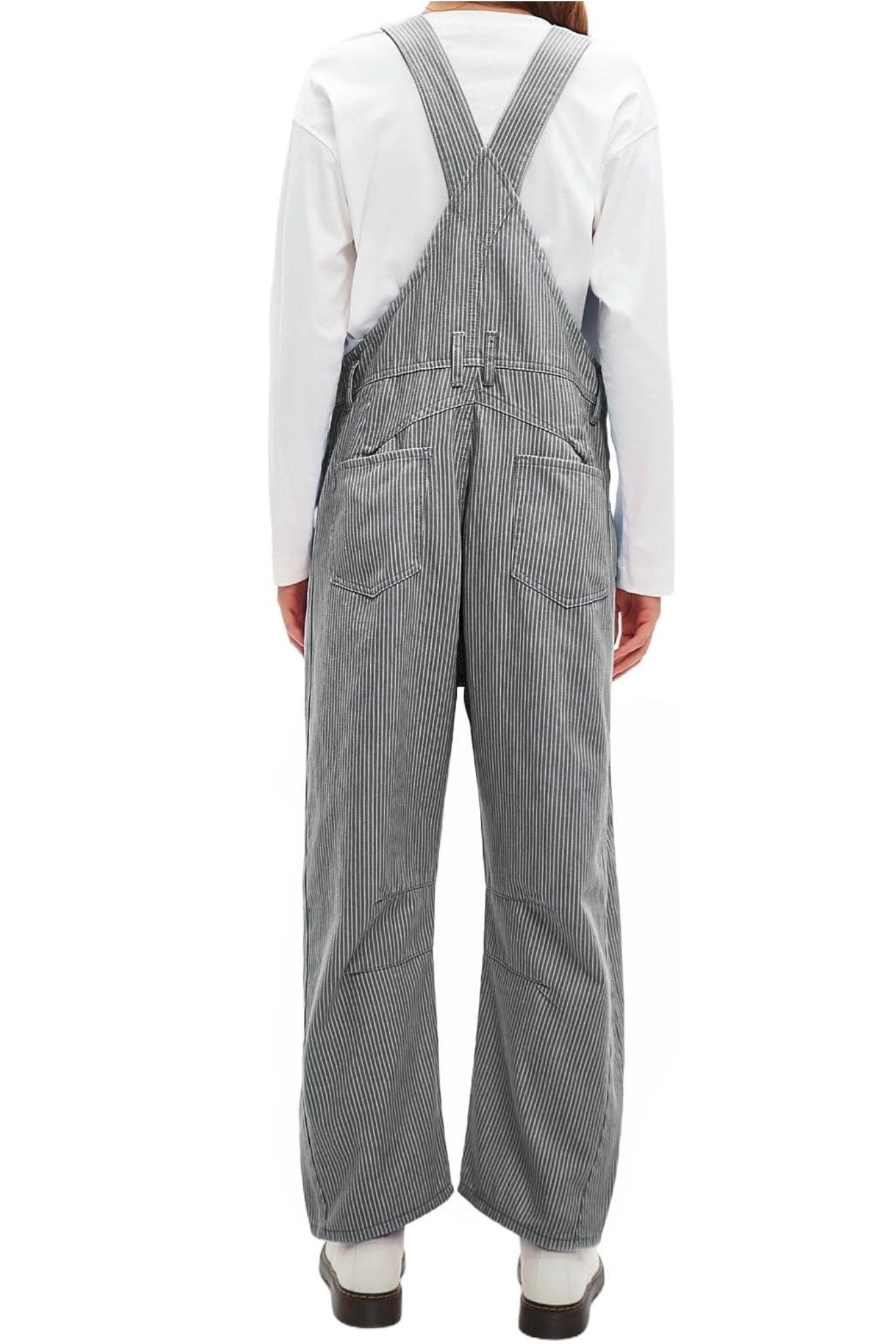 Dsun Vintage Relaxed Fit Denim Overalls | Striped And Solid Wide Leg Dungarees