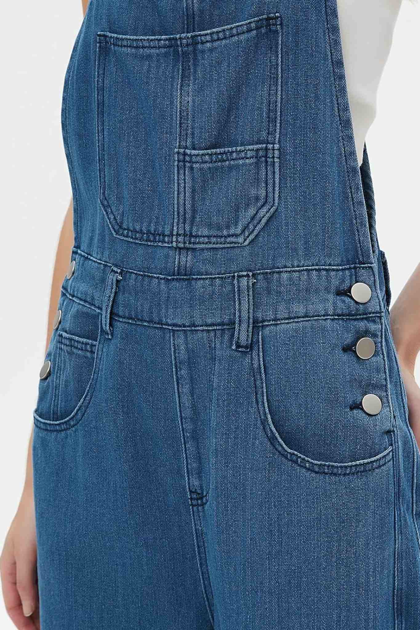 Dsun Vintage Relaxed Fit Denim Overalls | Striped And Solid Wide Leg Dungarees