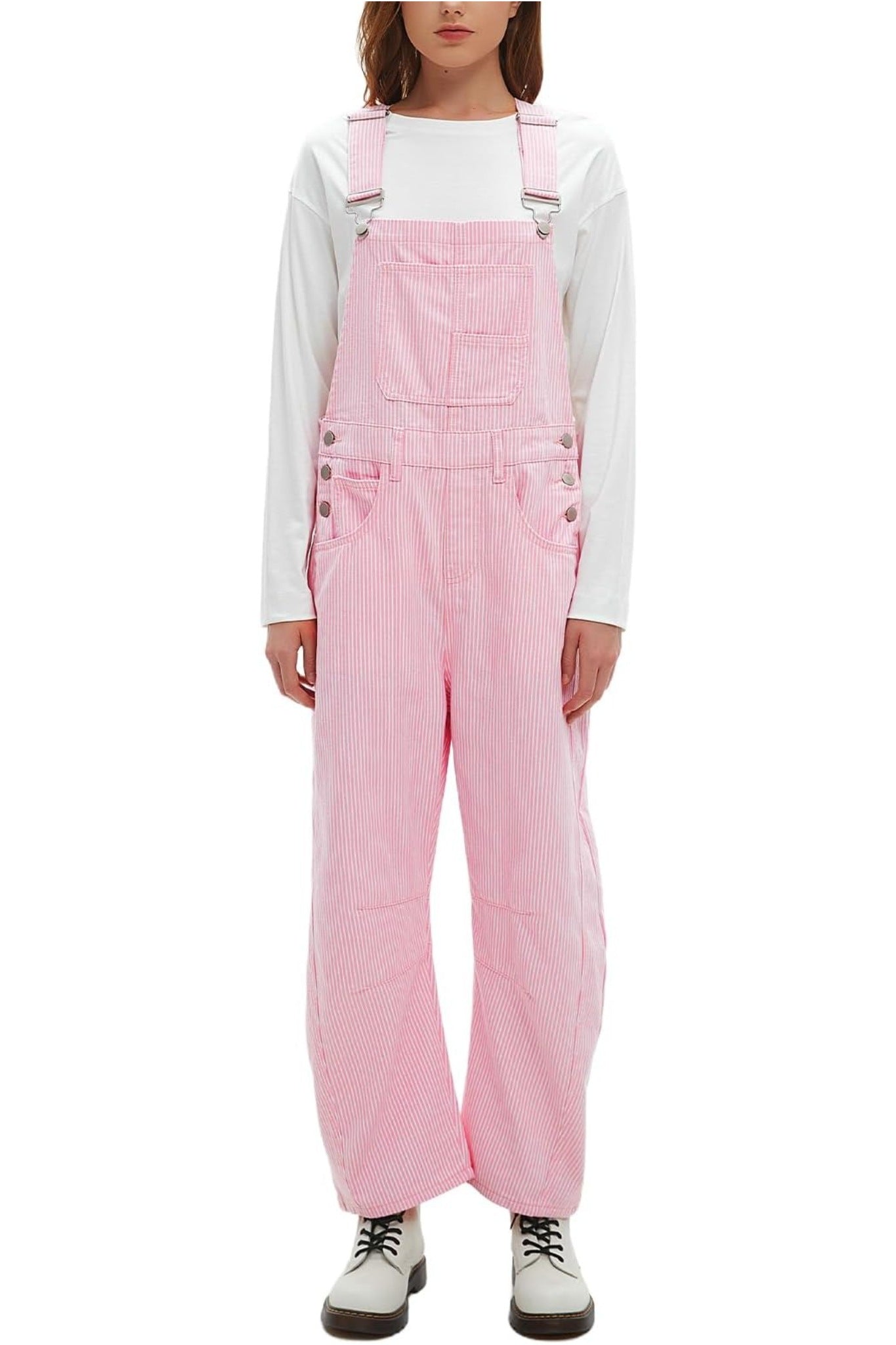Dsun Vintage Relaxed Fit Denim Overalls | Striped And Solid Wide Leg Dungarees