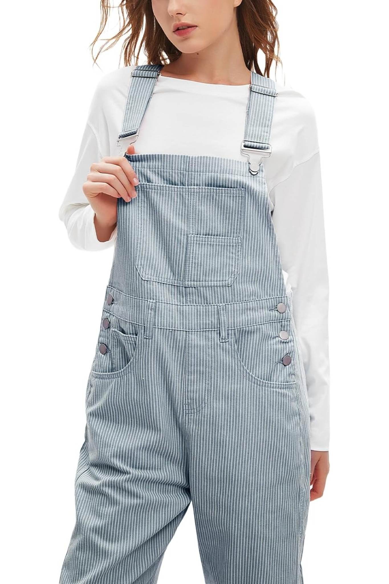 Dsun Vintage Relaxed Fit Denim Overalls | Striped And Solid Wide Leg Dungarees