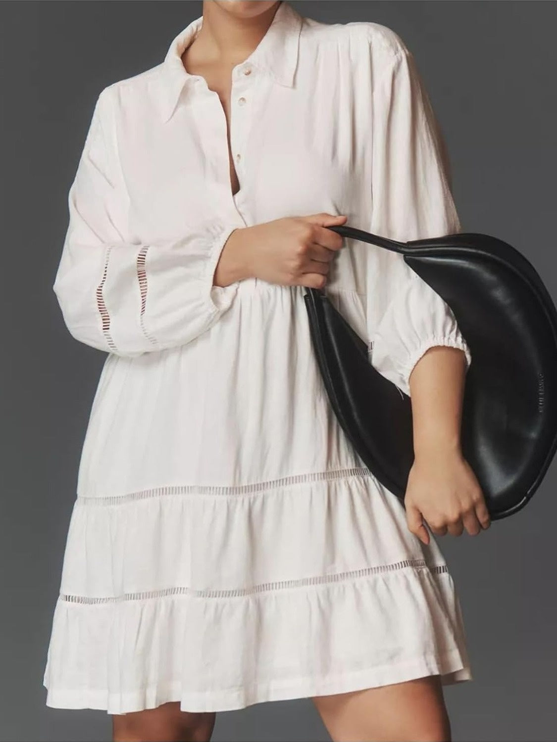 Yexpine Puff Sleeve Babydoll Mini Dress