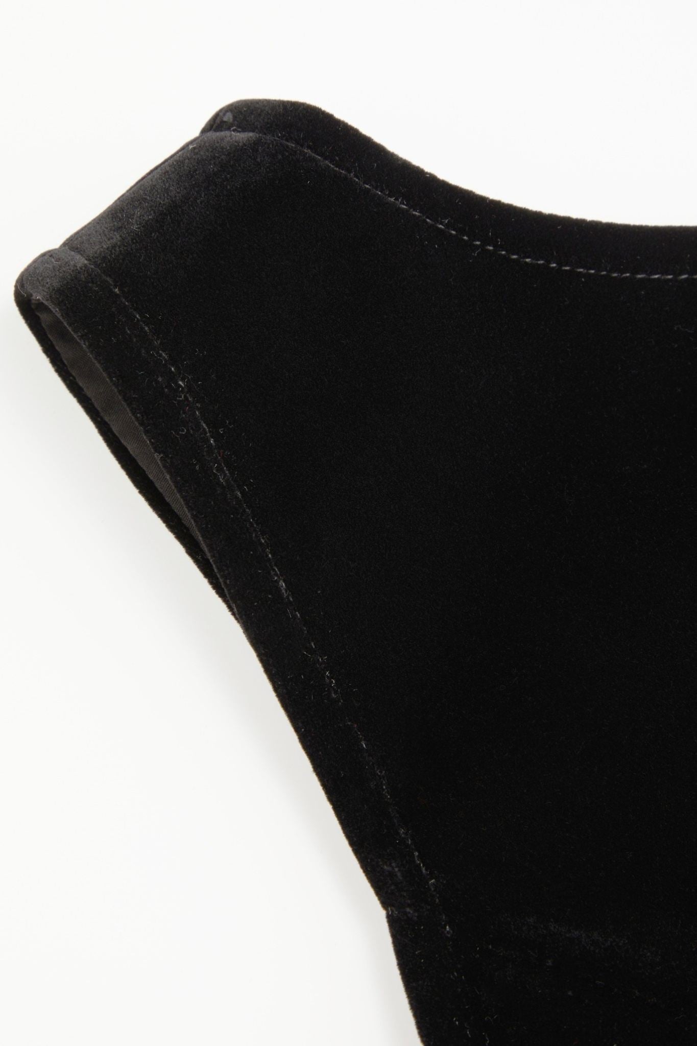 Ezabutus Black Velvet Boat Neck Mini Dress With Contrast Bow And Ruffle Hem