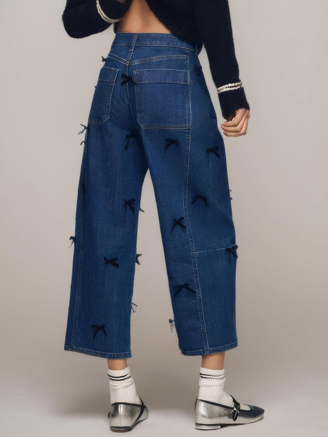Kedera Mid Rise Barrel Jeans With Bows