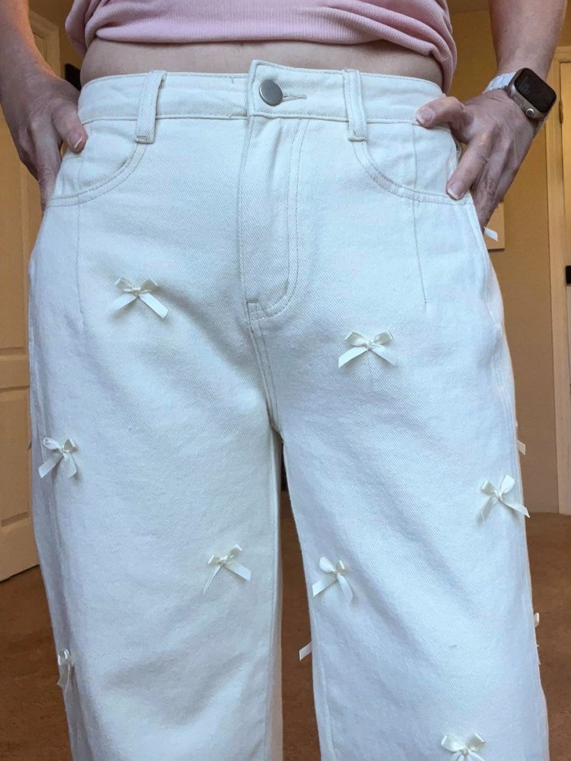 Kedera Mid Rise Barrel Jeans With Bows