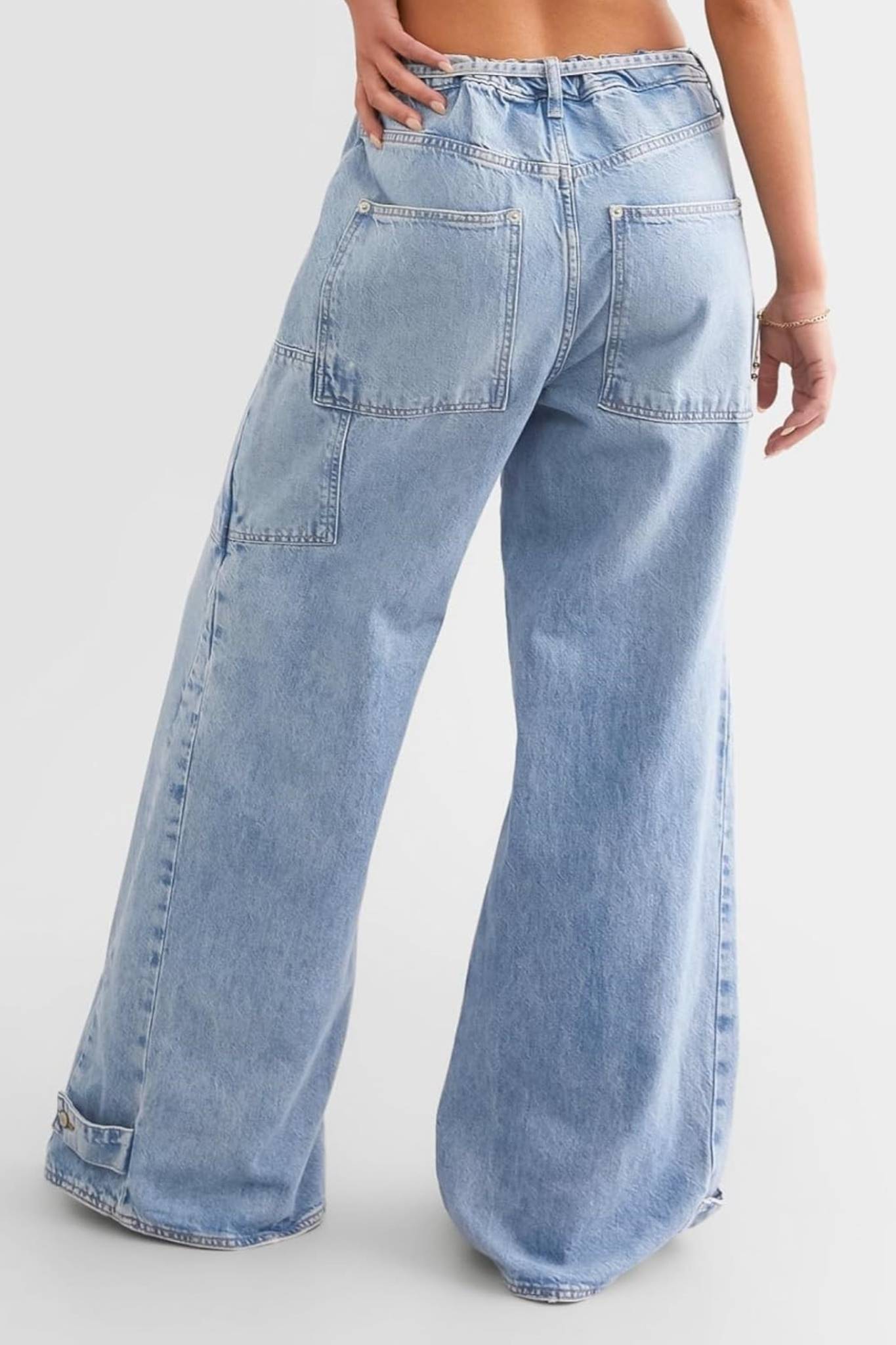 Ezapine Wide Leg Baggy Jeans With Belt