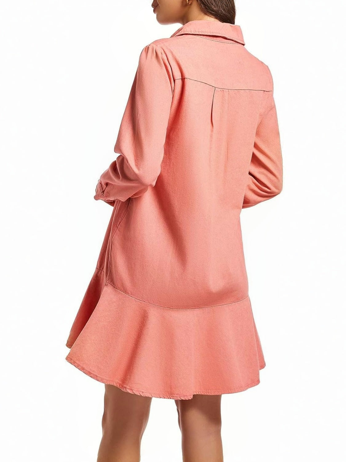 Yexpine Flowy Button Down Denim Dress