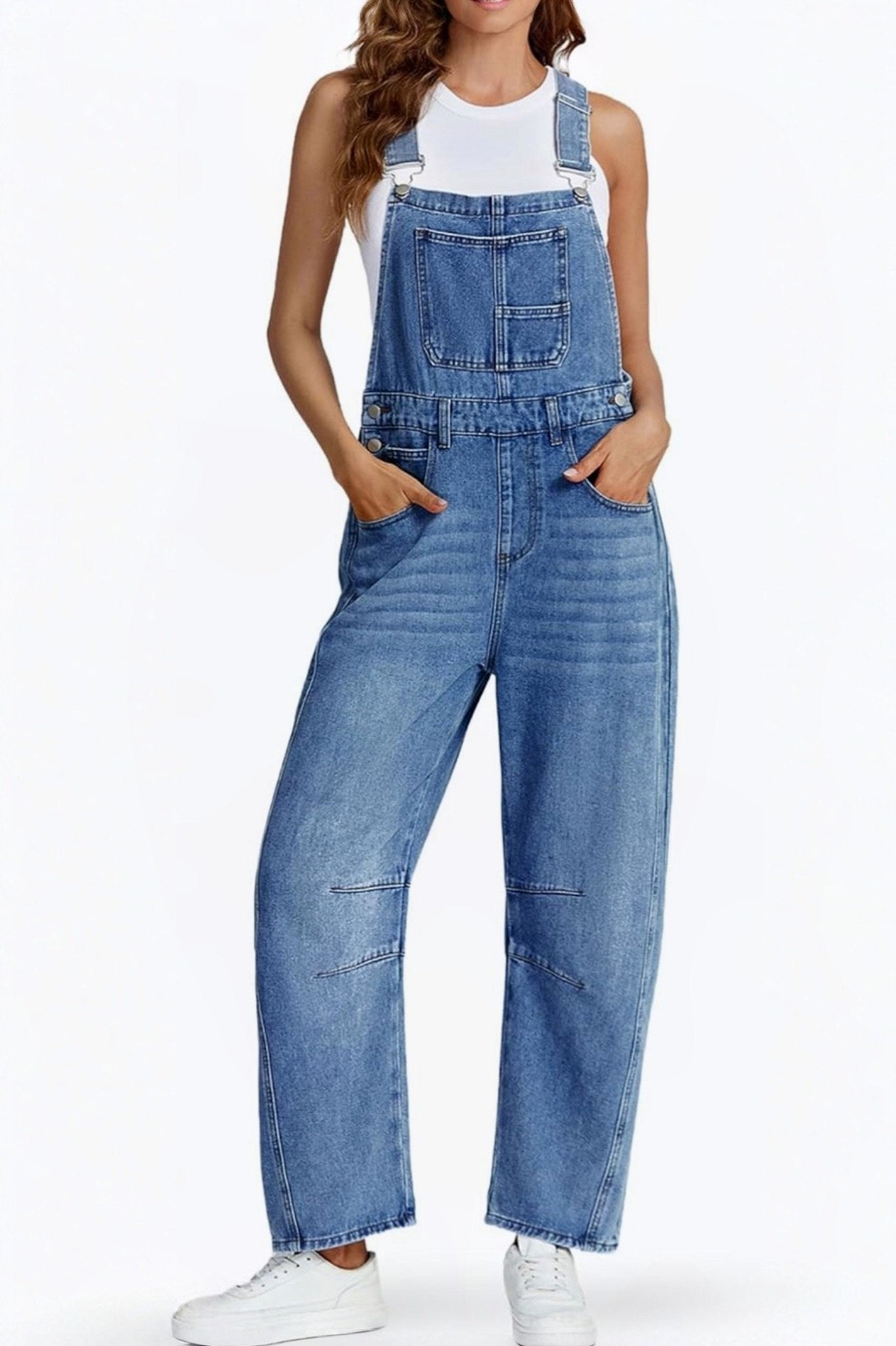 Dsun Casual Straight Leg Denim Overalls With Adjustable Straps