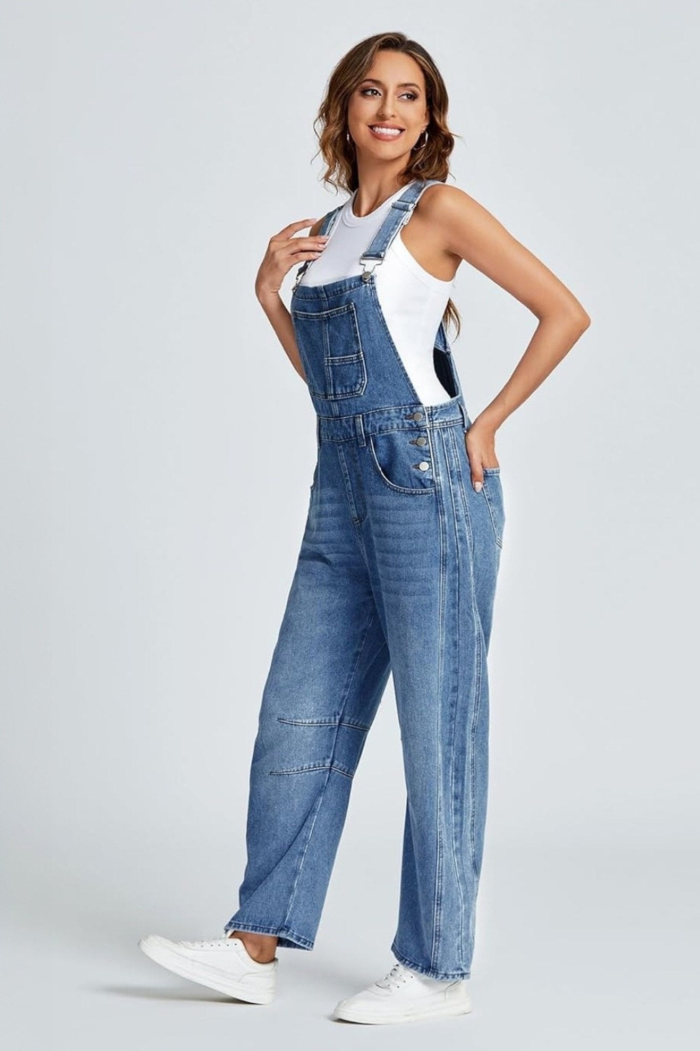 Dsun Casual Straight Leg Denim Overalls With Adjustable Straps