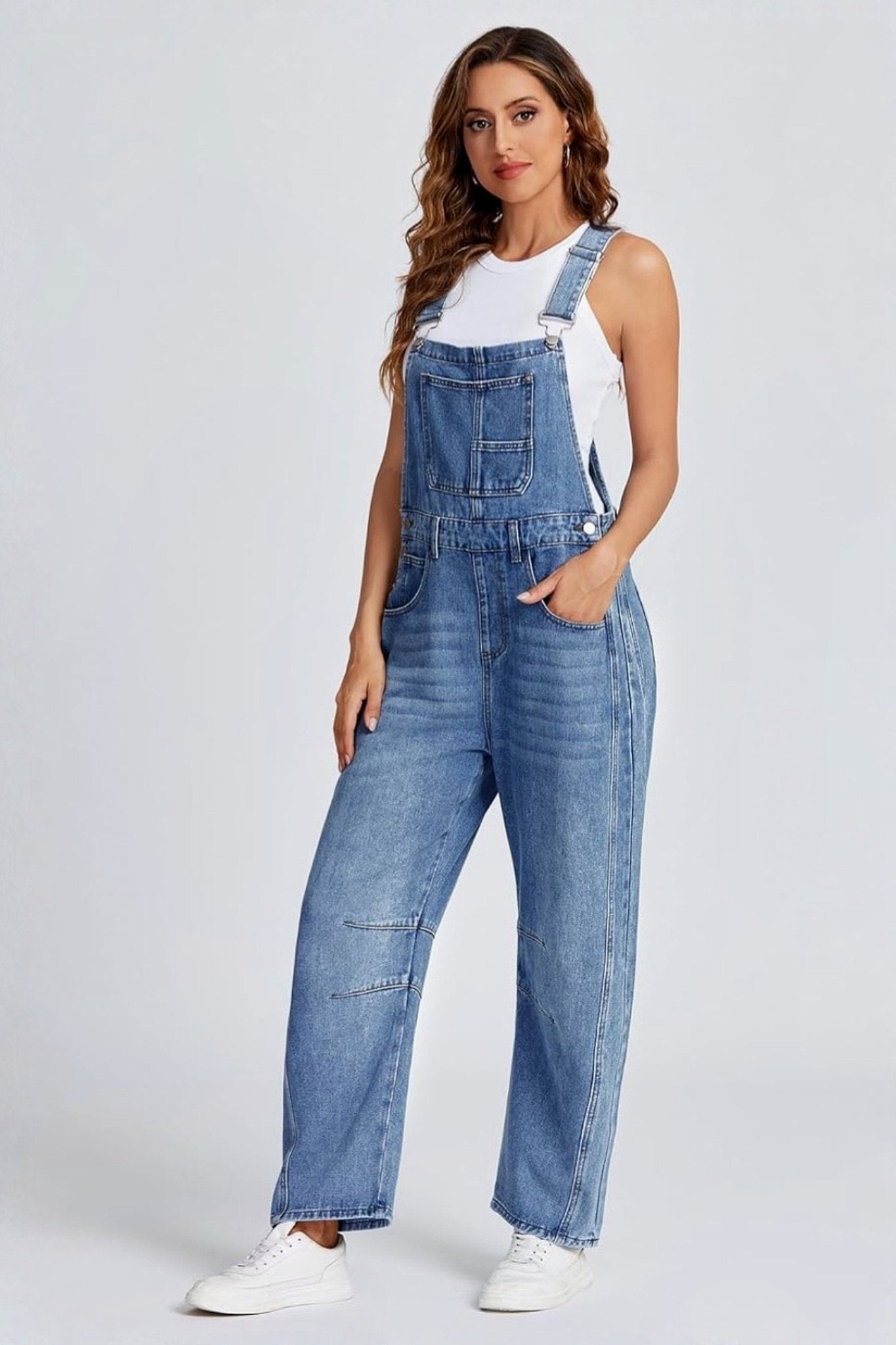 Dsun Casual Straight Leg Denim Overalls With Adjustable Straps