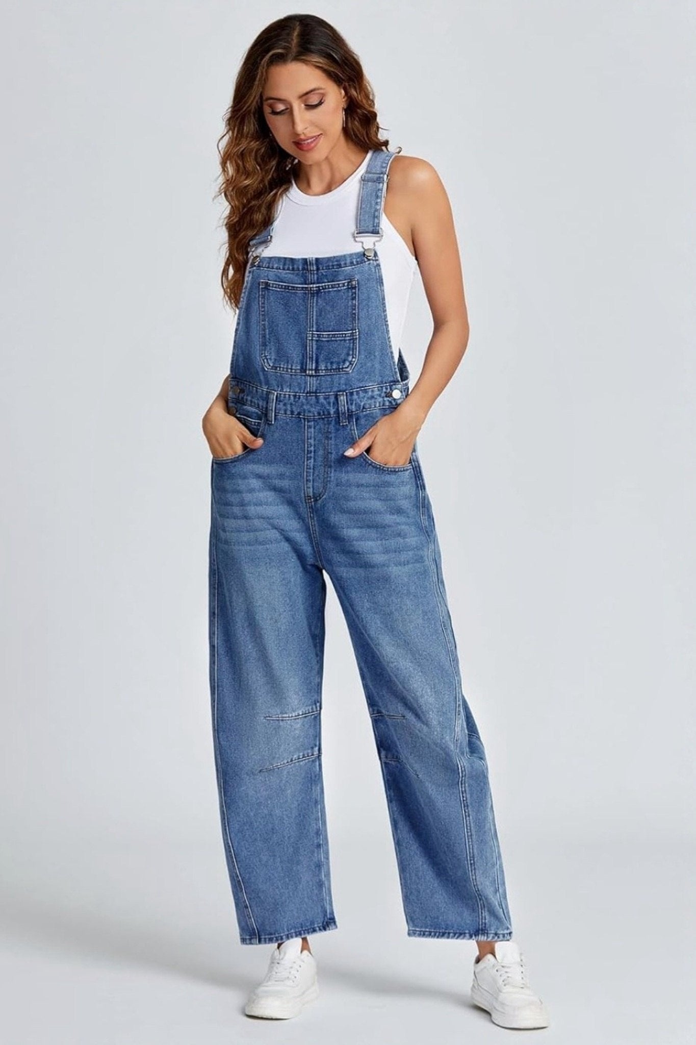 Dsun Casual Straight Leg Denim Overalls With Adjustable Straps