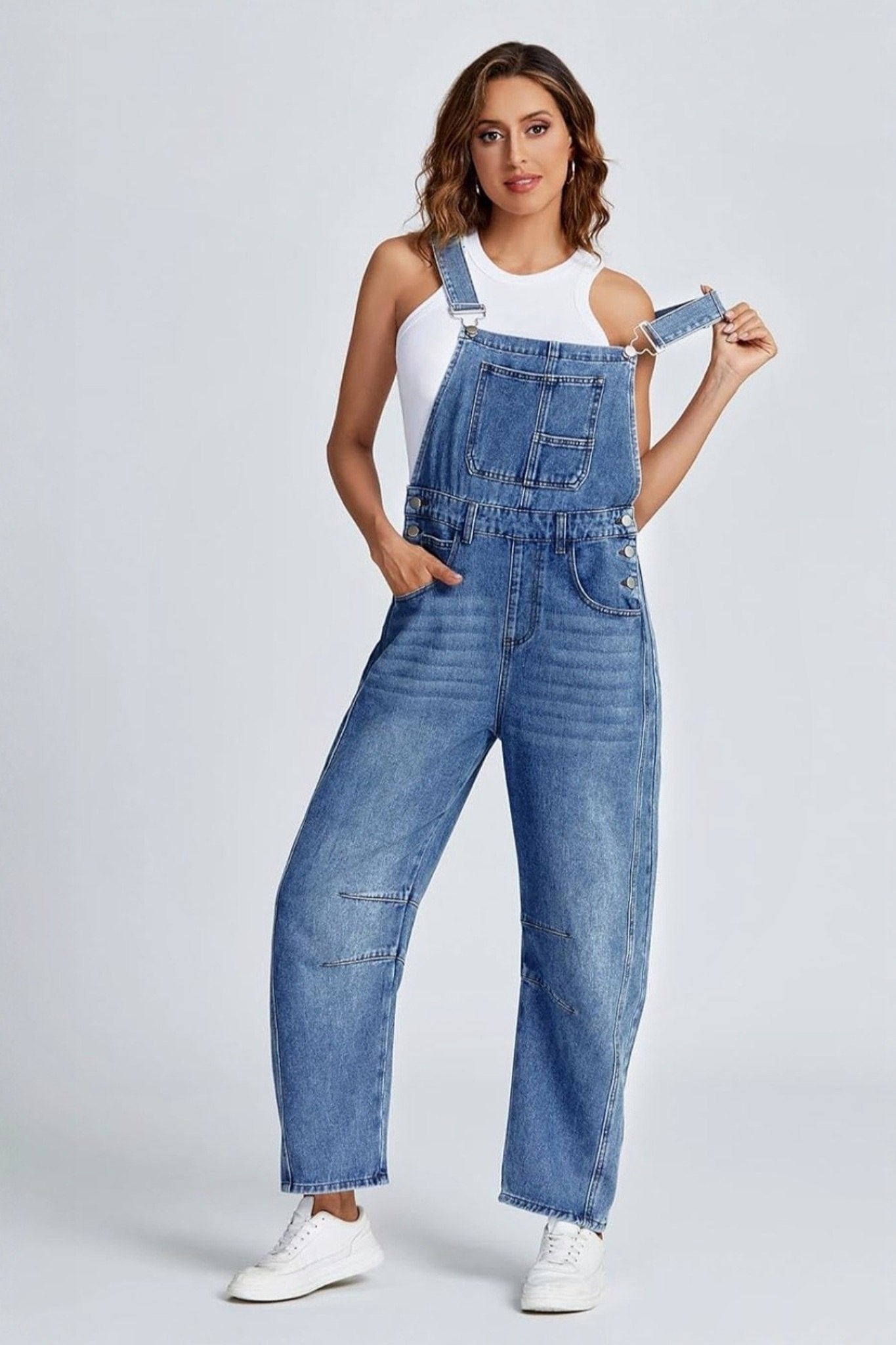 Dsun Casual Straight Leg Denim Overalls With Adjustable Straps