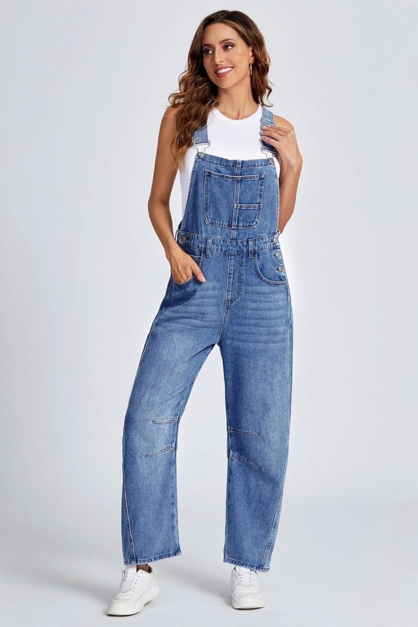 Dsun Casual Straight Leg Denim Overalls With Adjustable Straps