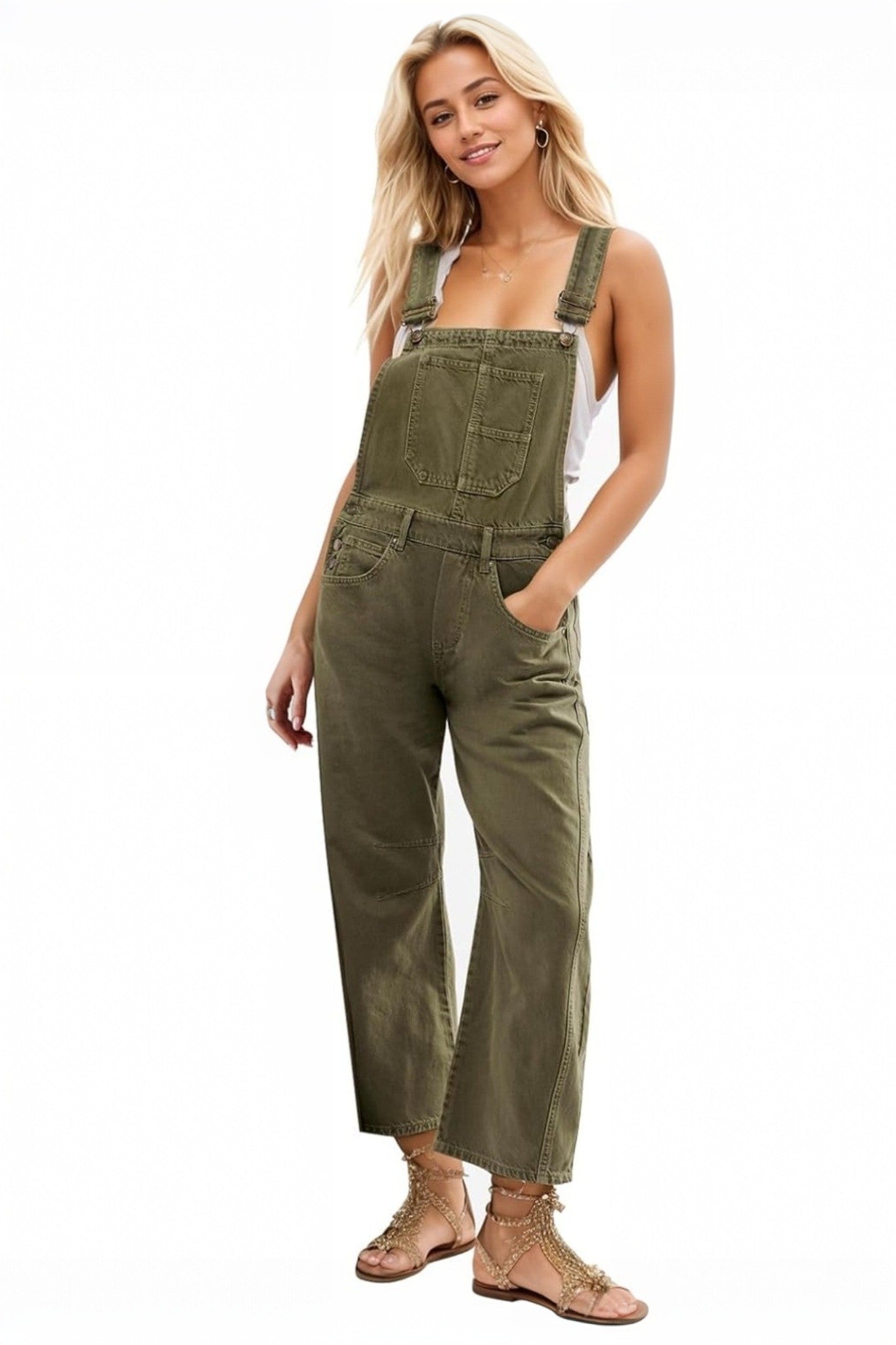 Dsun Casual Straight Leg Denim Overalls With Adjustable Straps