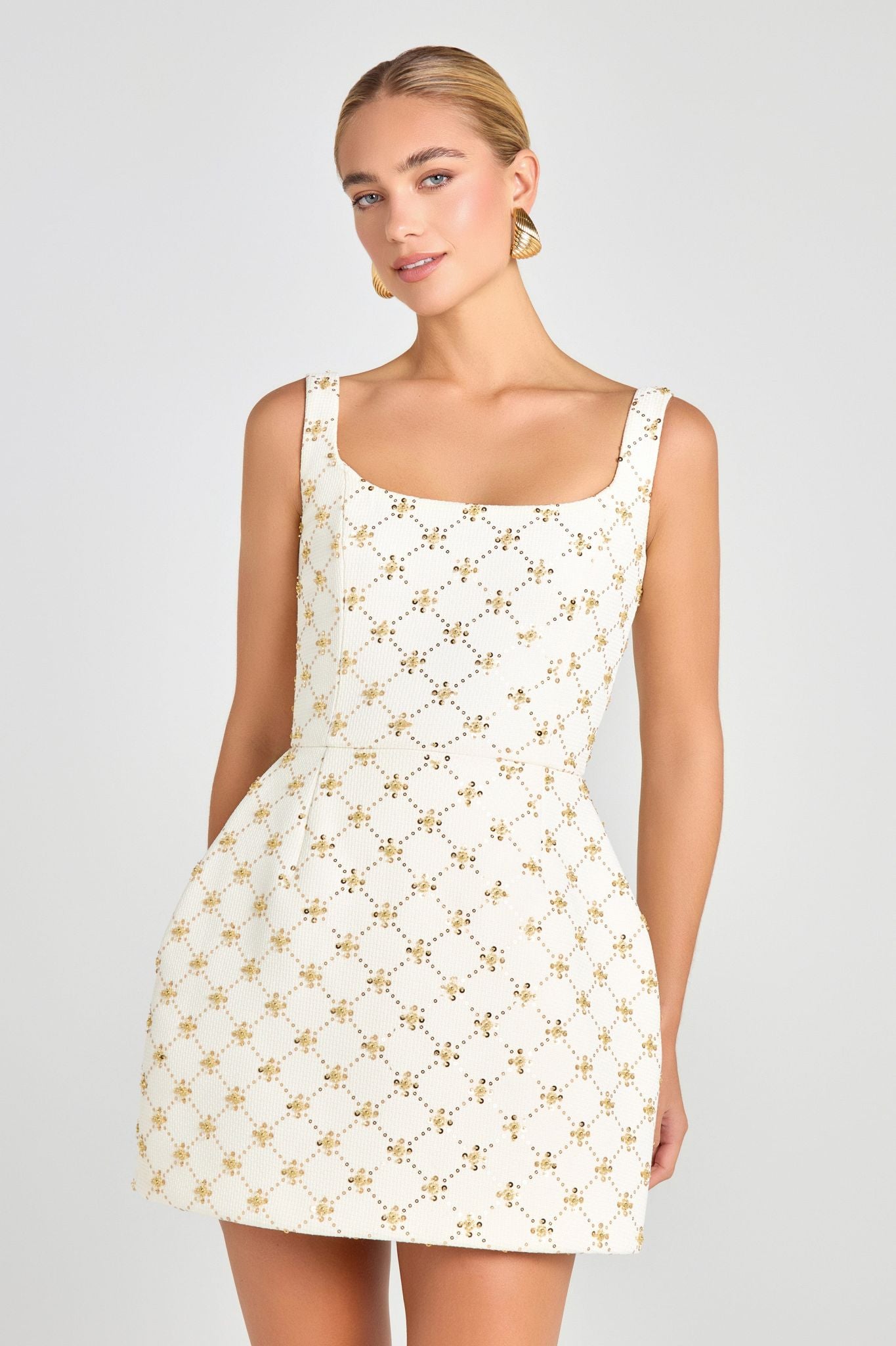 Ezabutus Tulip Diamond Print Cocktail Mini Dress