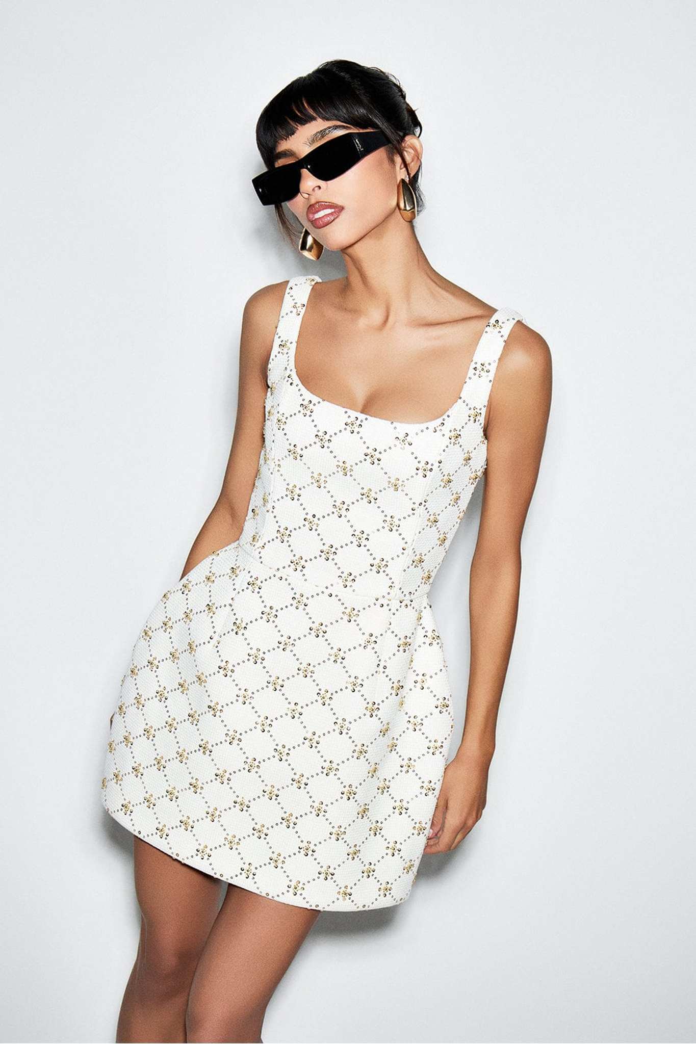 Ezabutus Tulip Diamond Print Cocktail Mini Dress