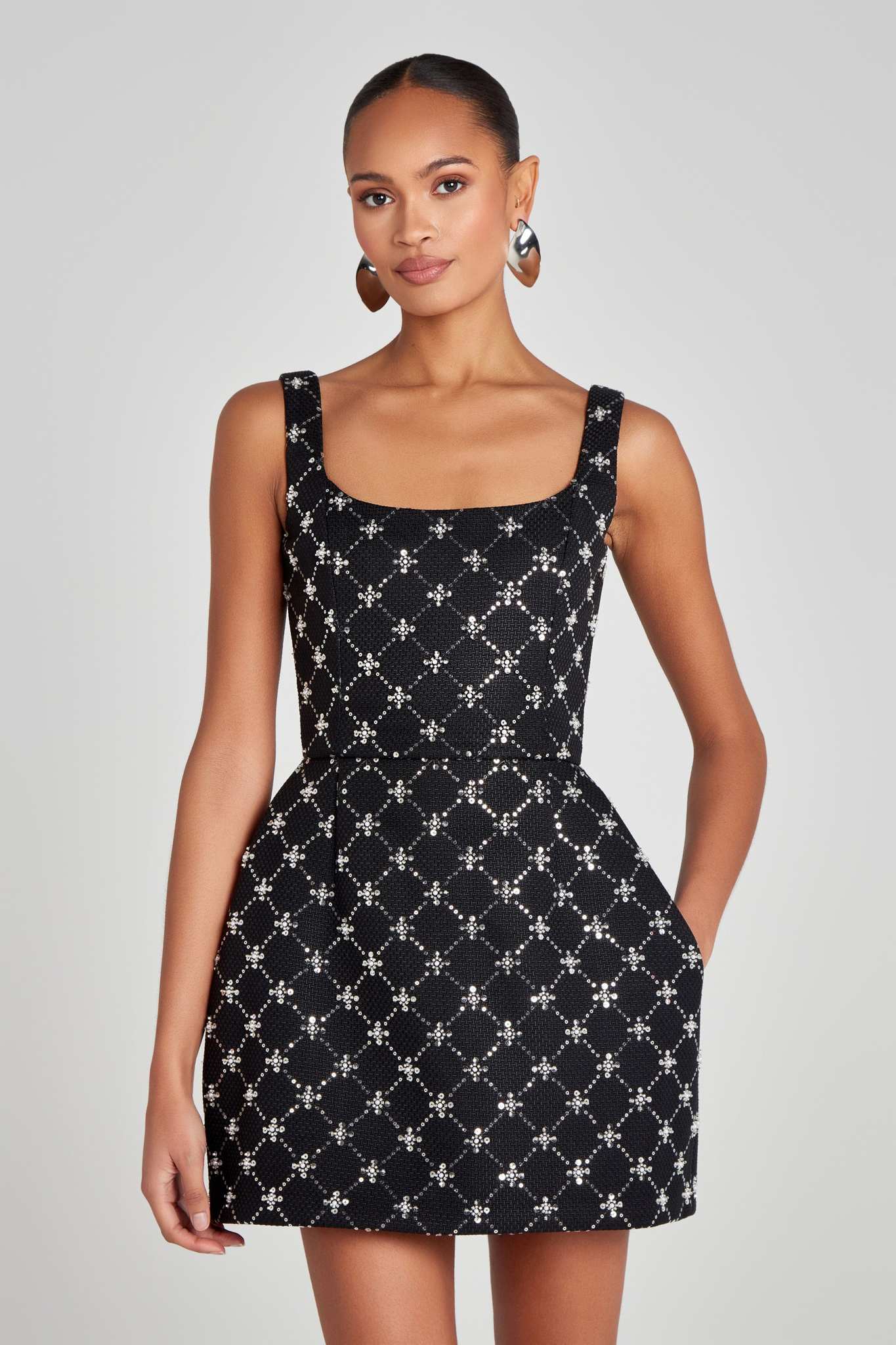 Ezabutus Tulip Diamond Print Cocktail Mini Dress