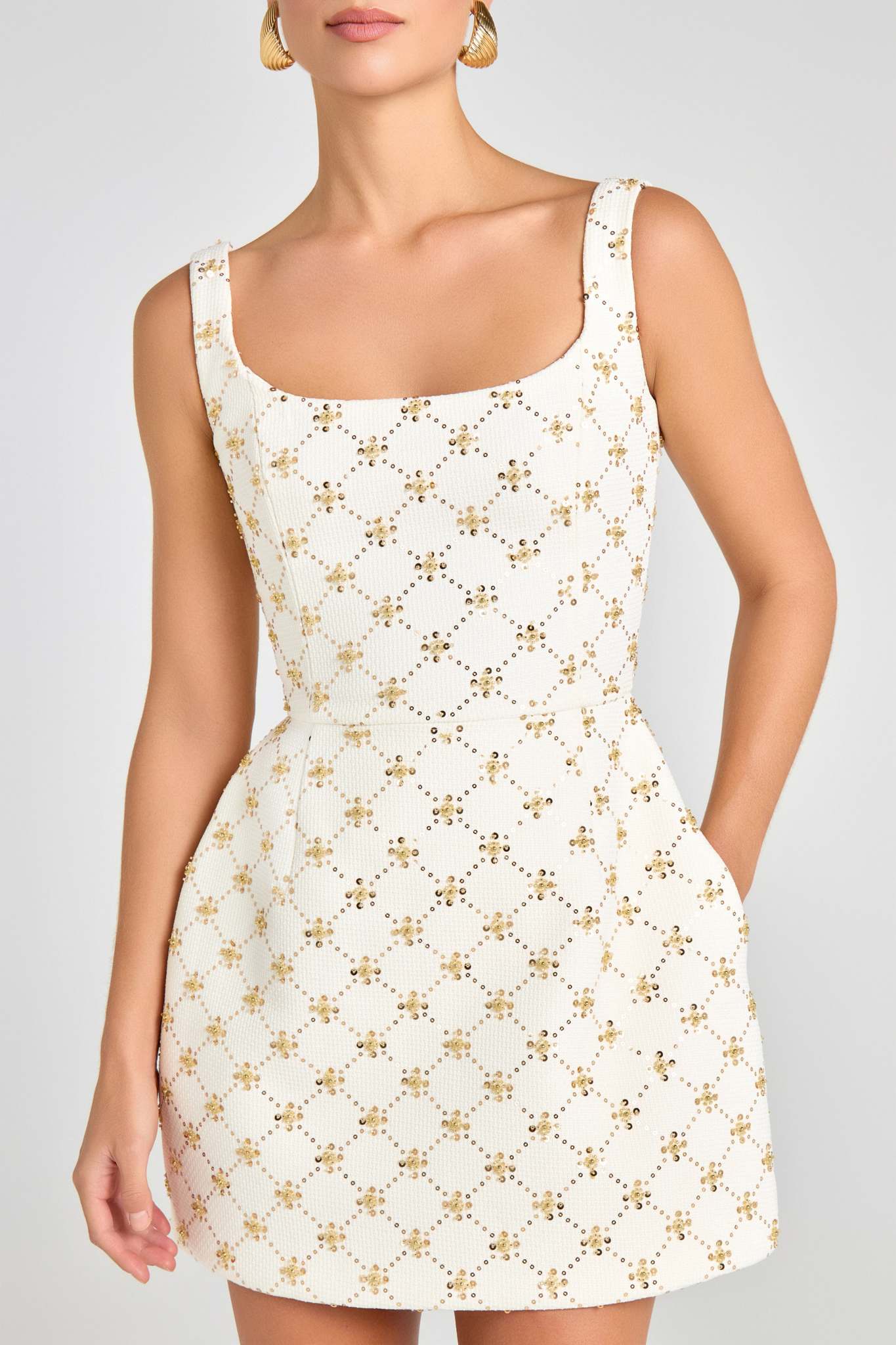 Ezabutus Tulip Diamond Print Cocktail Mini Dress