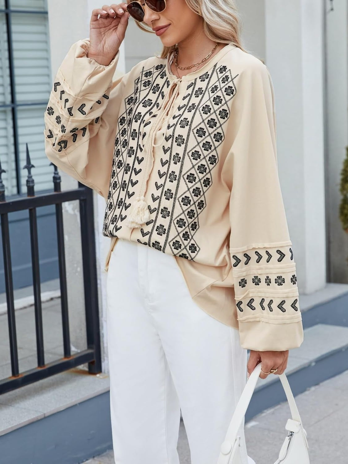 Kedera Boho Embroidered Babydoll Top