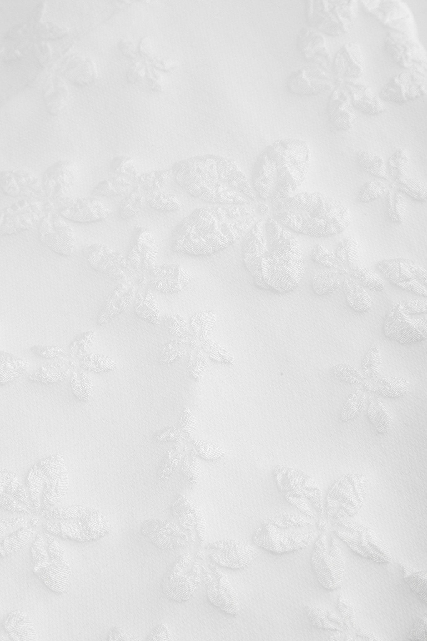 Ezabutus U Neckline White Floral Embossed Backless Bow Mini Dress
