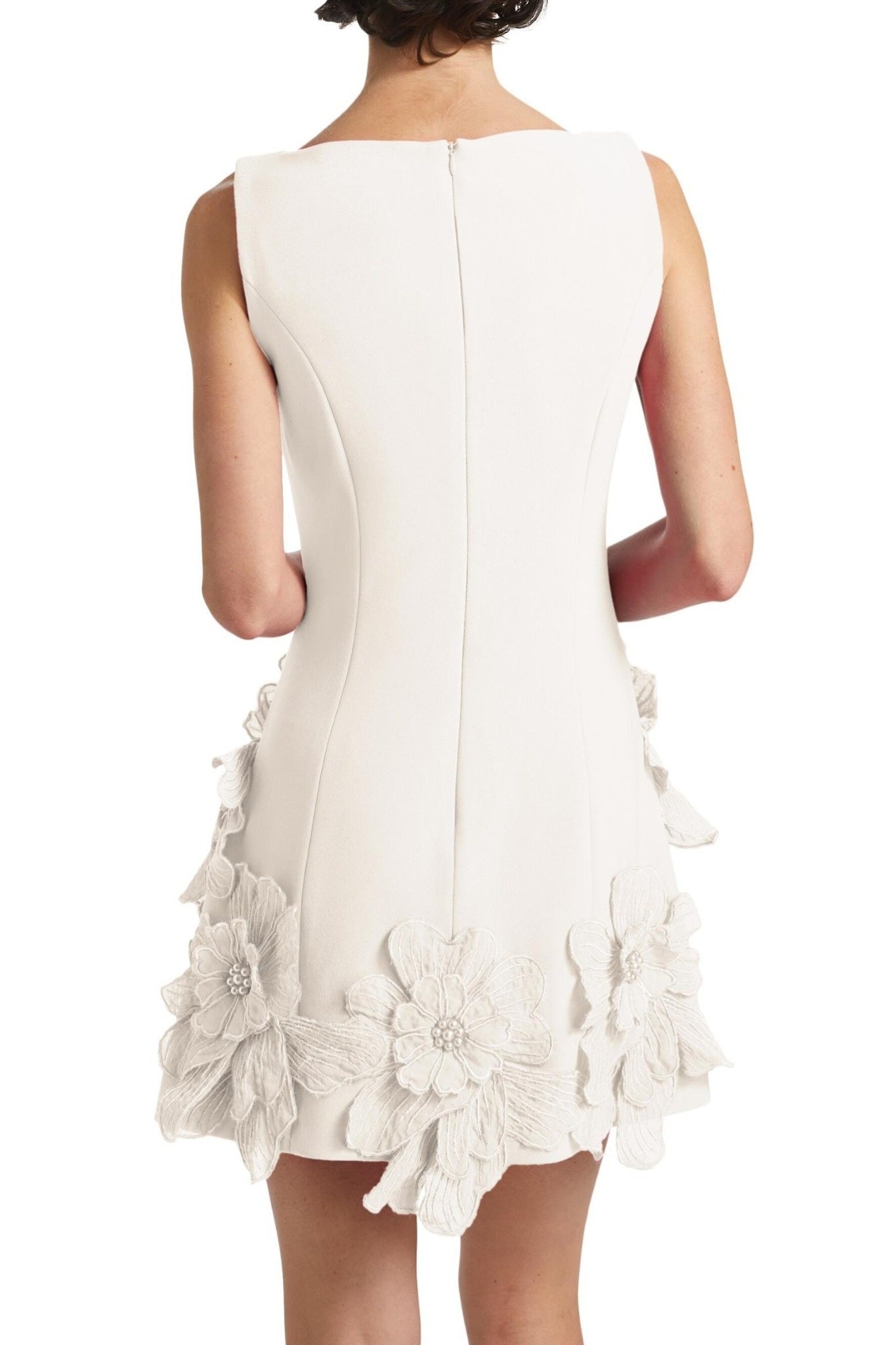 Ezabutus 3D Floral Wide Neck A Line Mini Dress – Pink & White