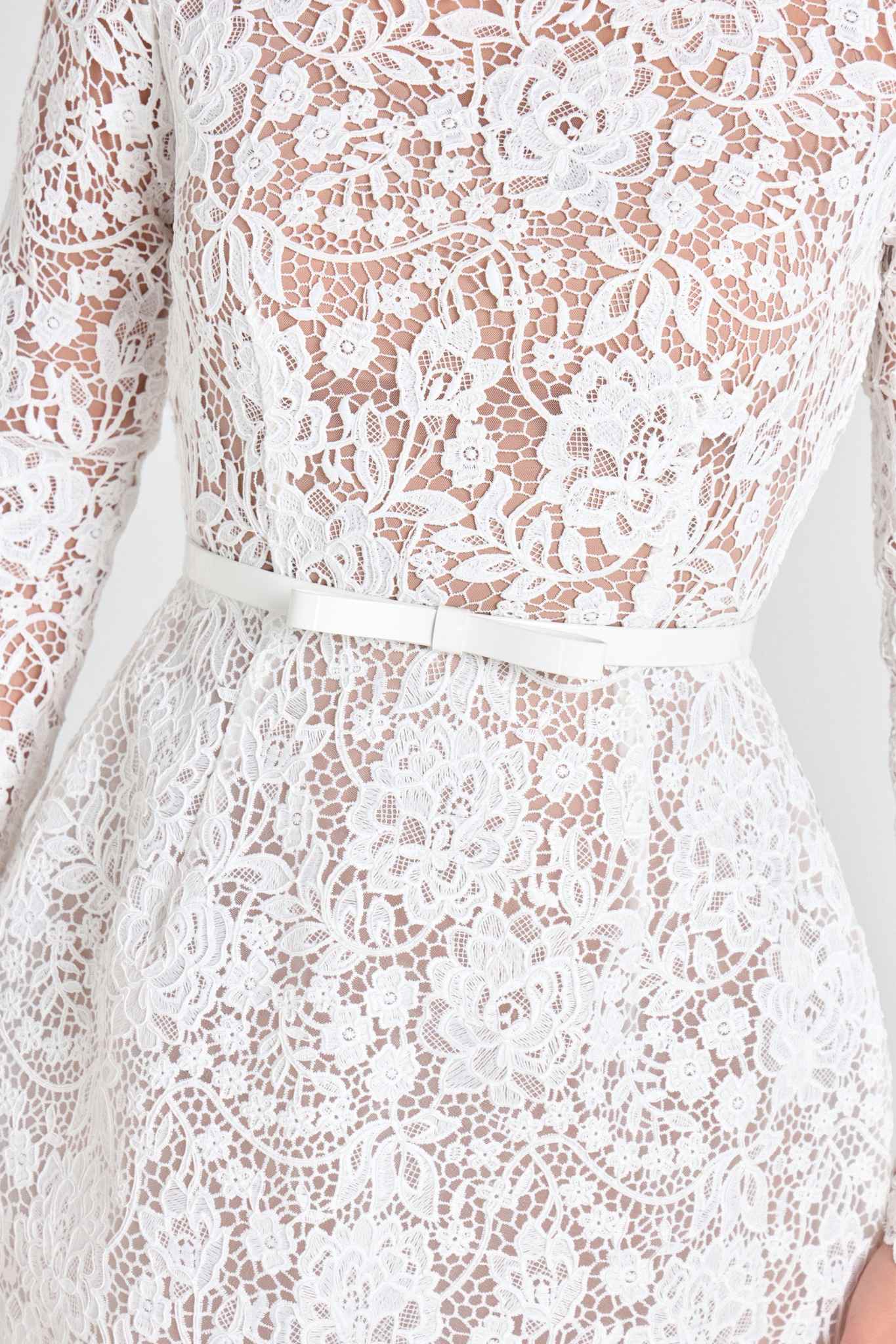 Ezabutus Floral Lace Mini Dress With Nude Lining – Available in Yellow, Black & White