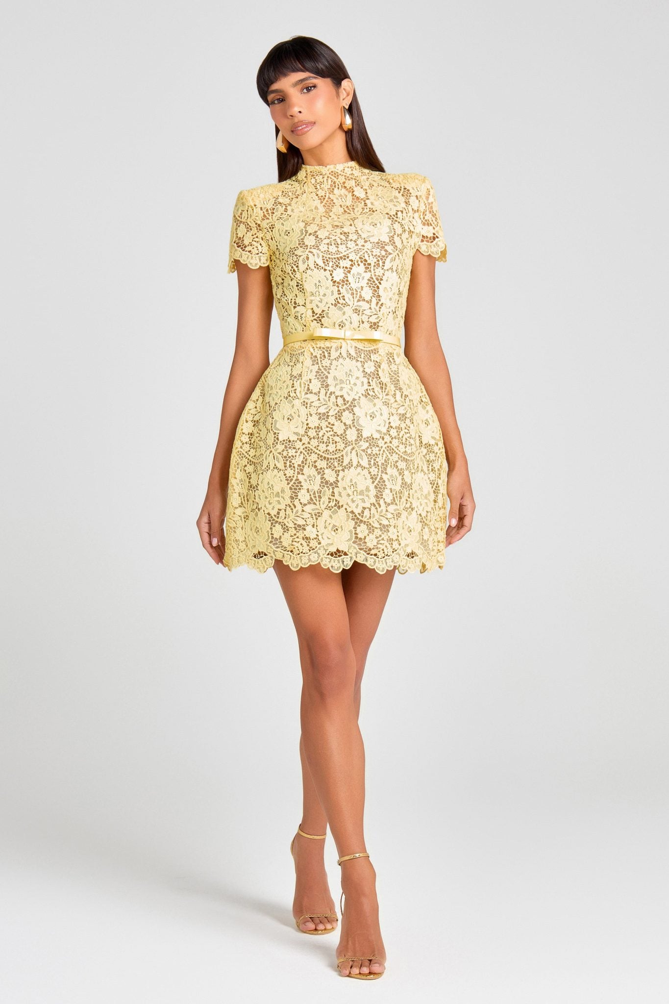 Ezabutus Floral Lace Mini Dress With Nude Lining – Available in Yellow, Black & White