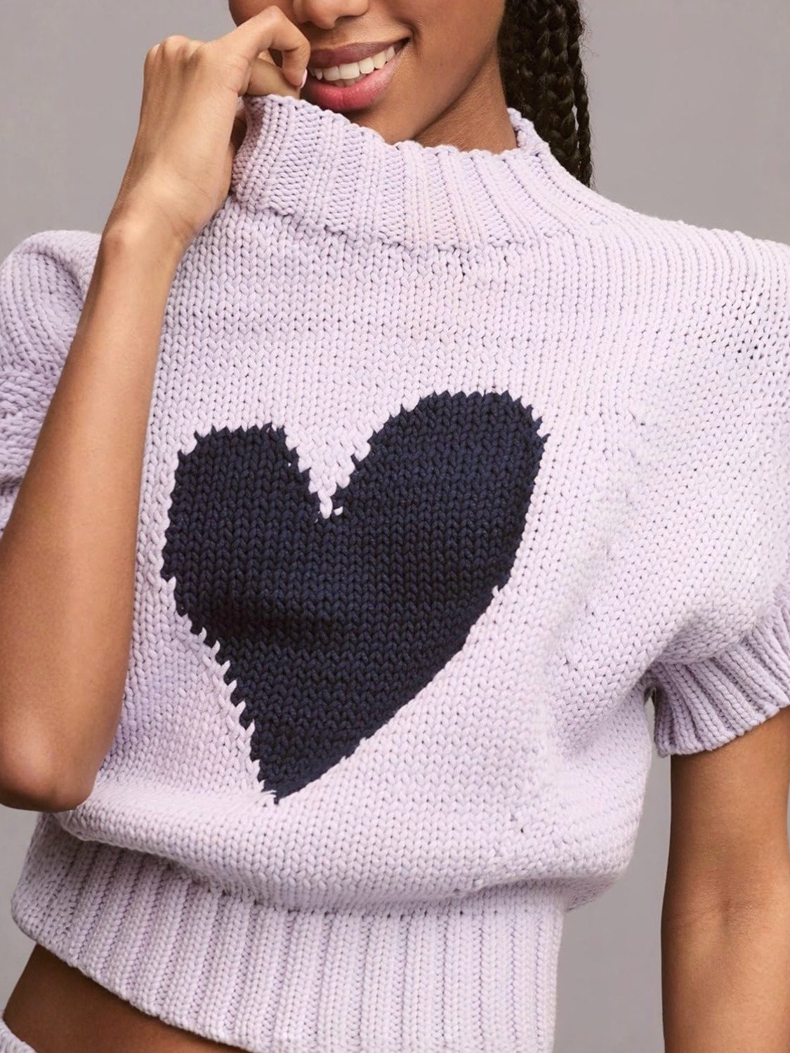 Kedera Lightweight Heart Short Sleeve Knit Top