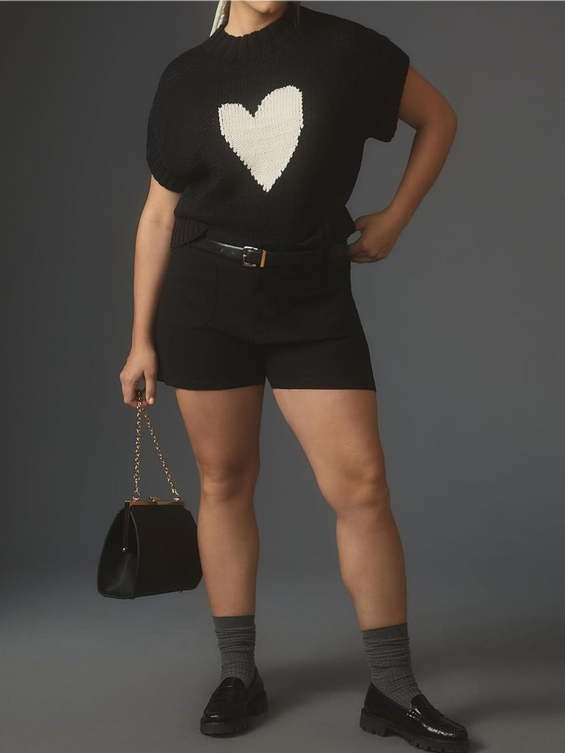 Kedera Lightweight Heart Short Sleeve Knit Top