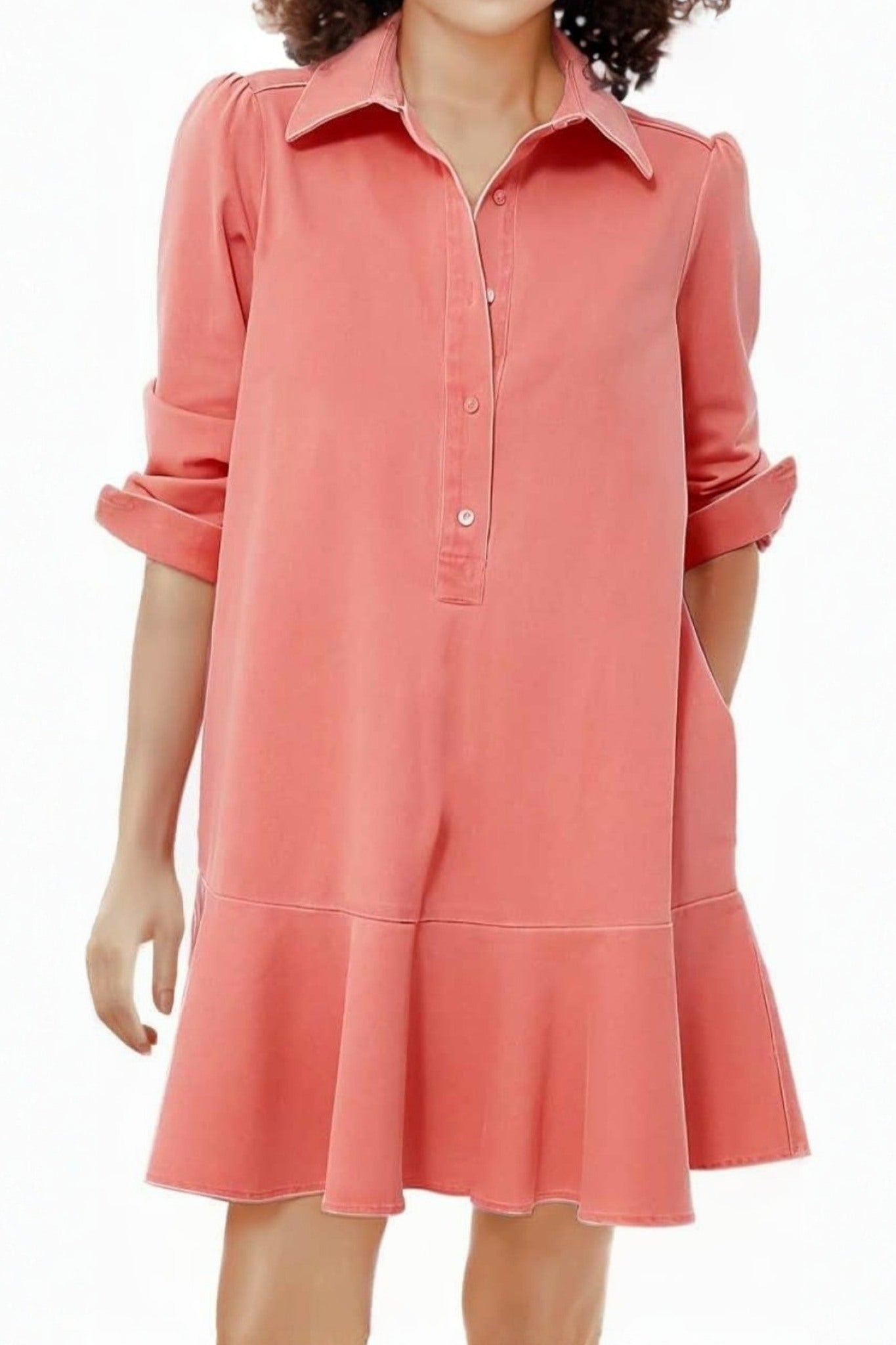 Yexpine Flowy Button Down Denim Dress