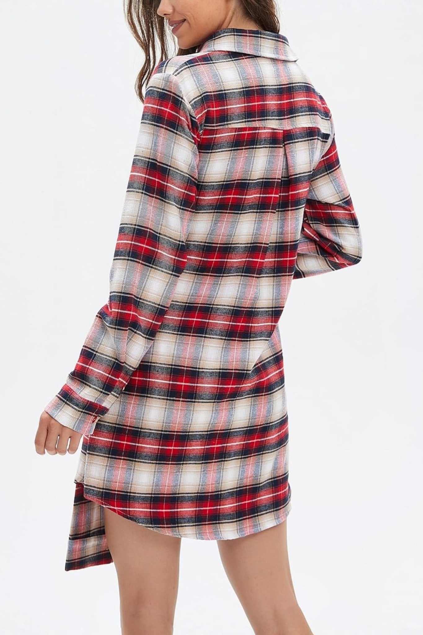 Lifeshe Tie Plaid Shirt Dress