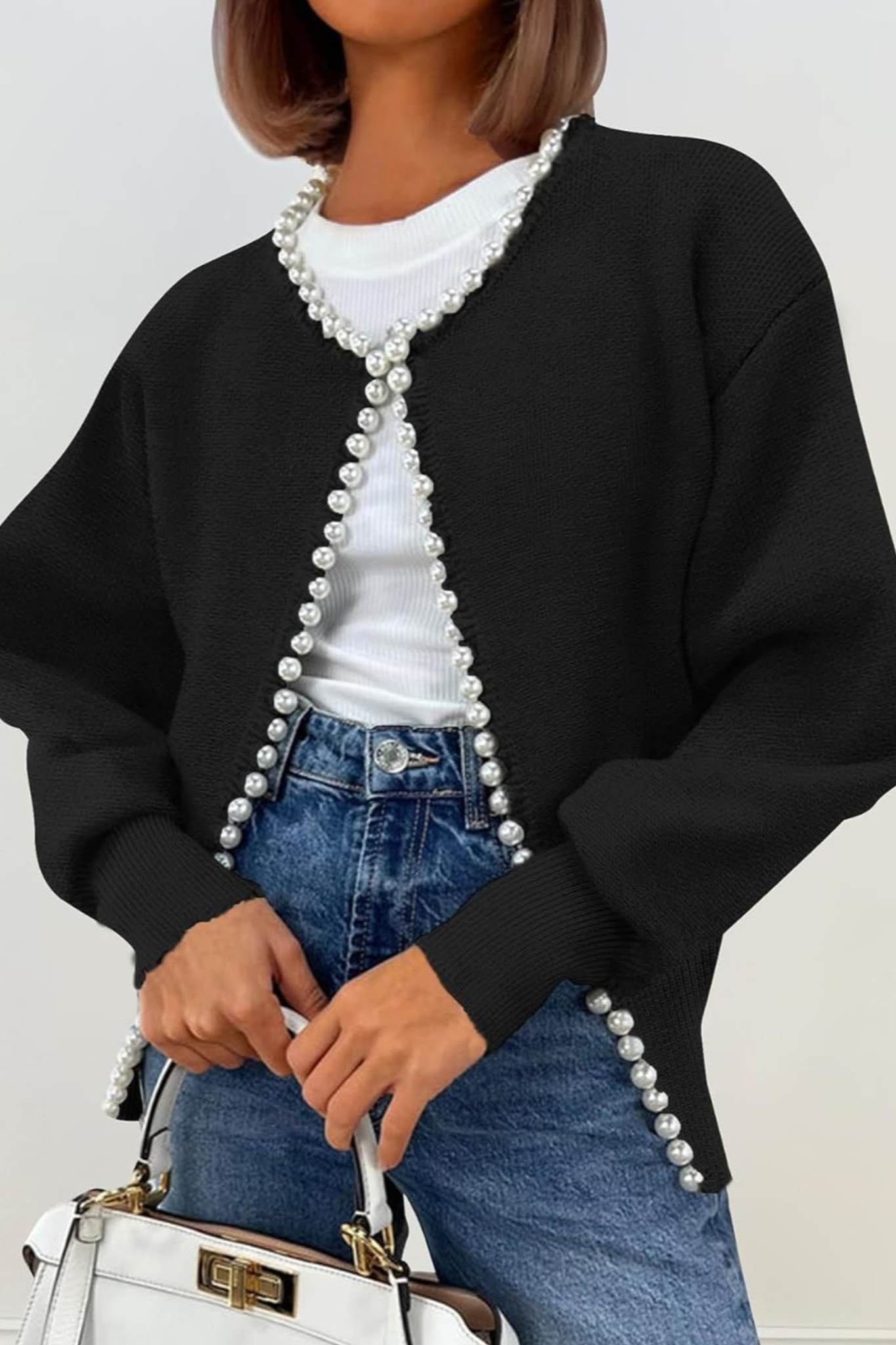 Kedera Pearl Embellished Knit Cardigan
