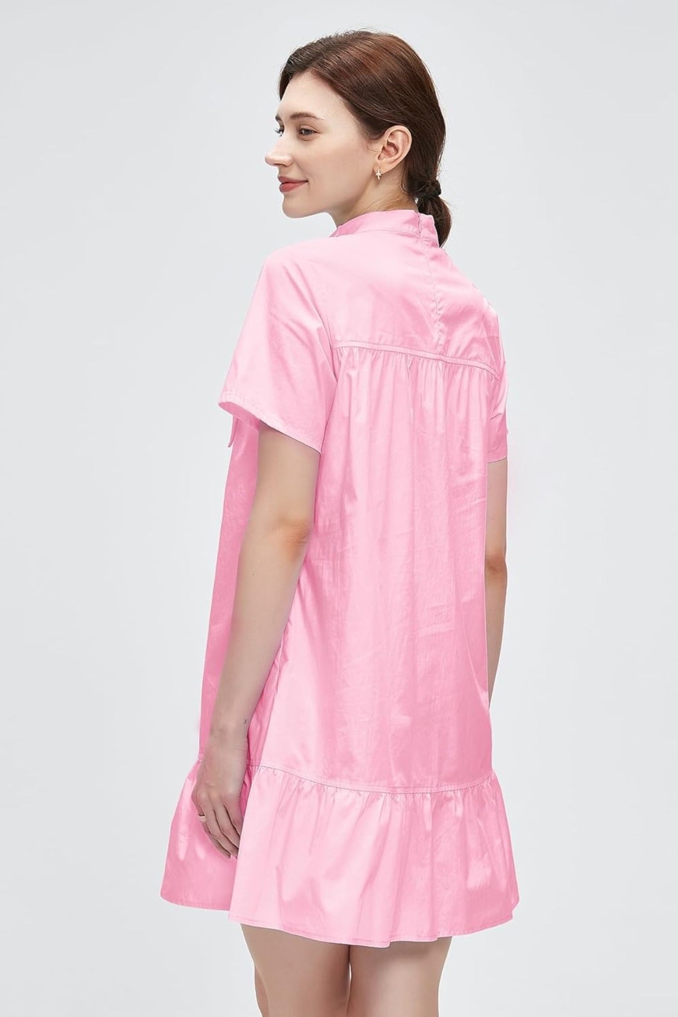 Kedera Chic Bow Tie Neck Tiered Ruffle Mini Dress