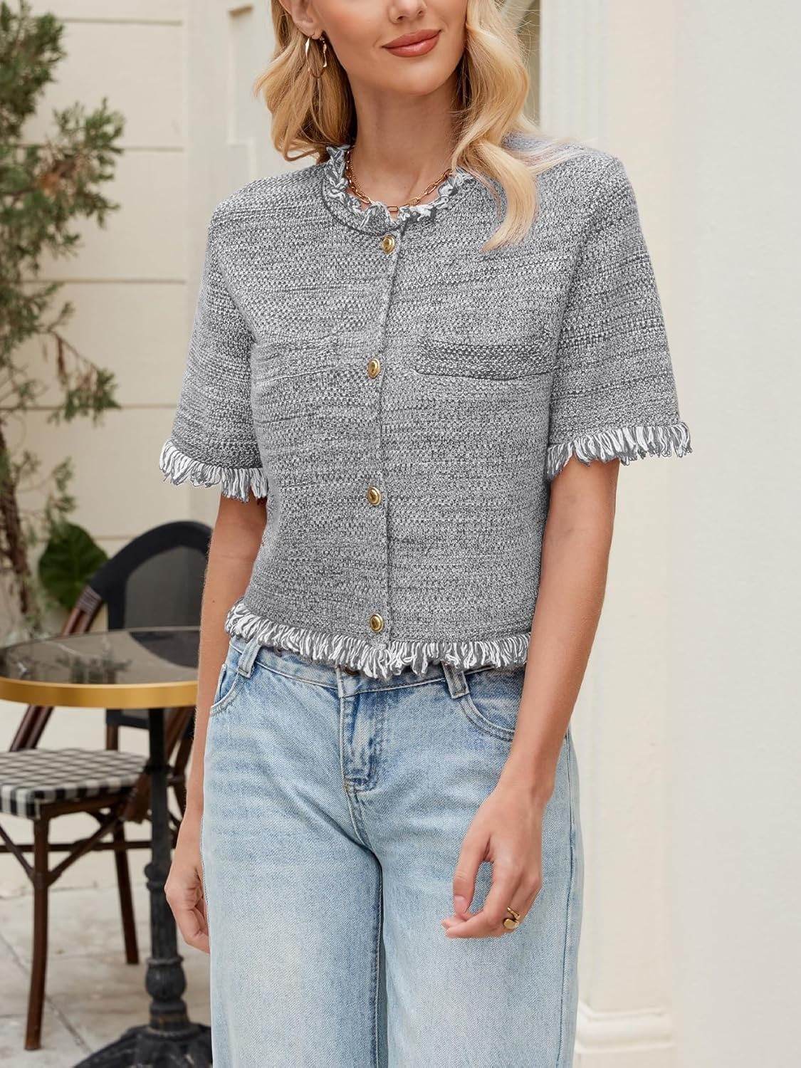 Ladyful Short Sleeve Knit Crop Cardigan