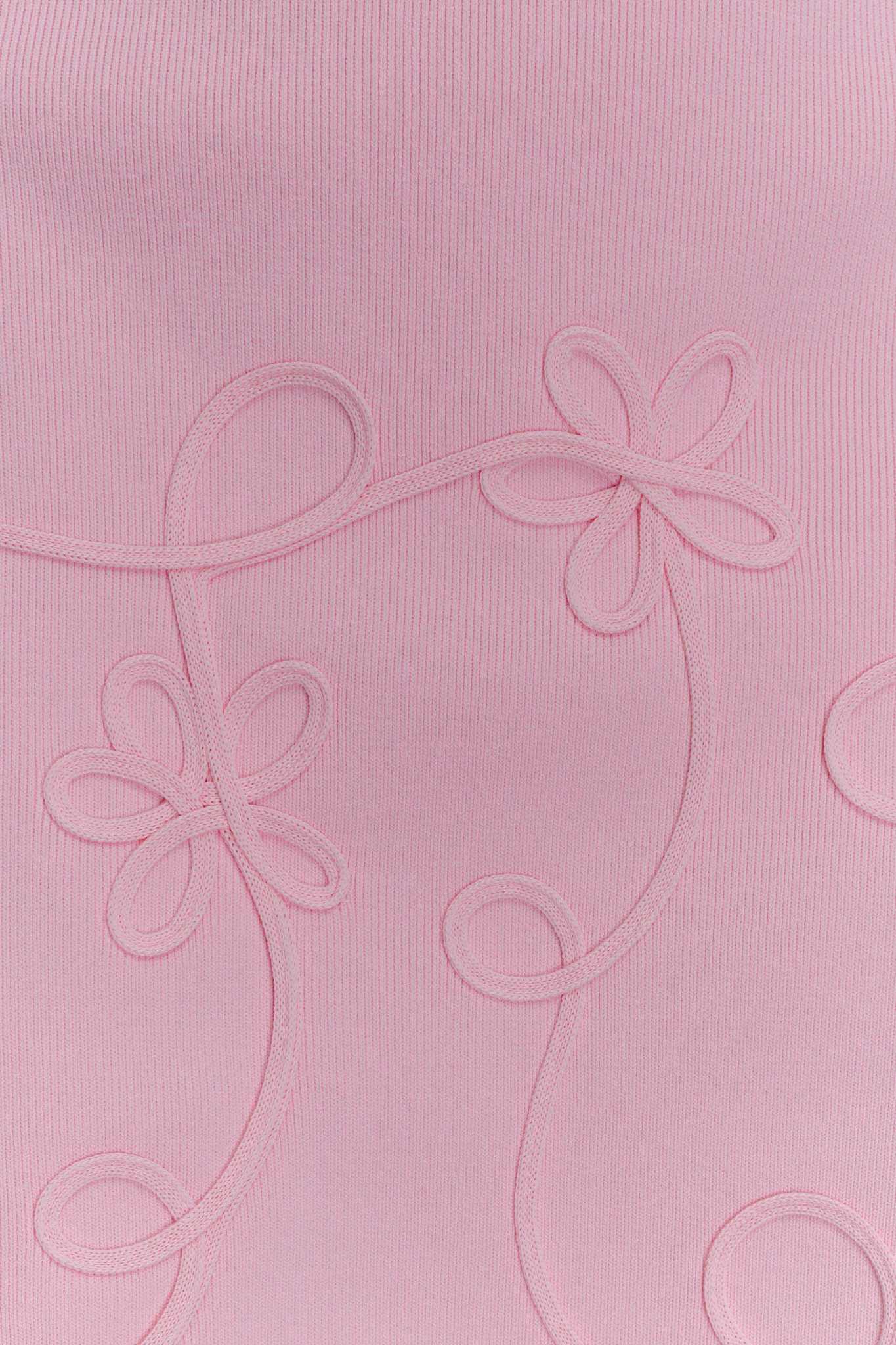 Ezabutus Floral Embroidered Knit Mini Dress – Pink & Ivory