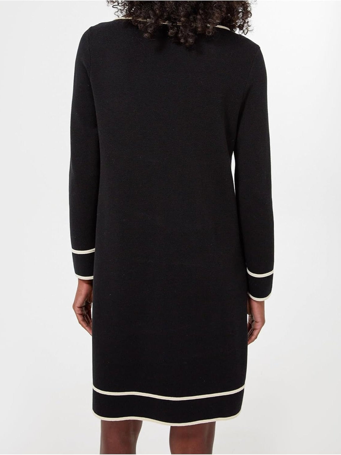 Yexpine Contrast Collar Knit Shift Dress