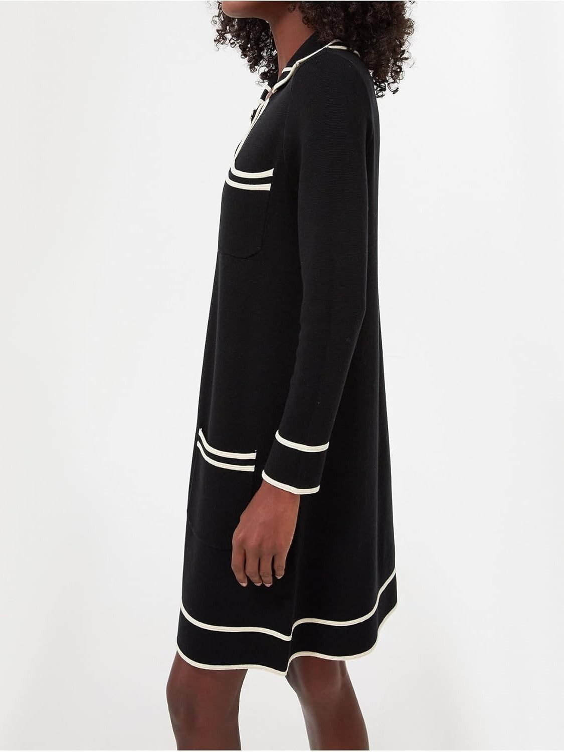 Yexpine Contrast Collar Knit Shift Dress