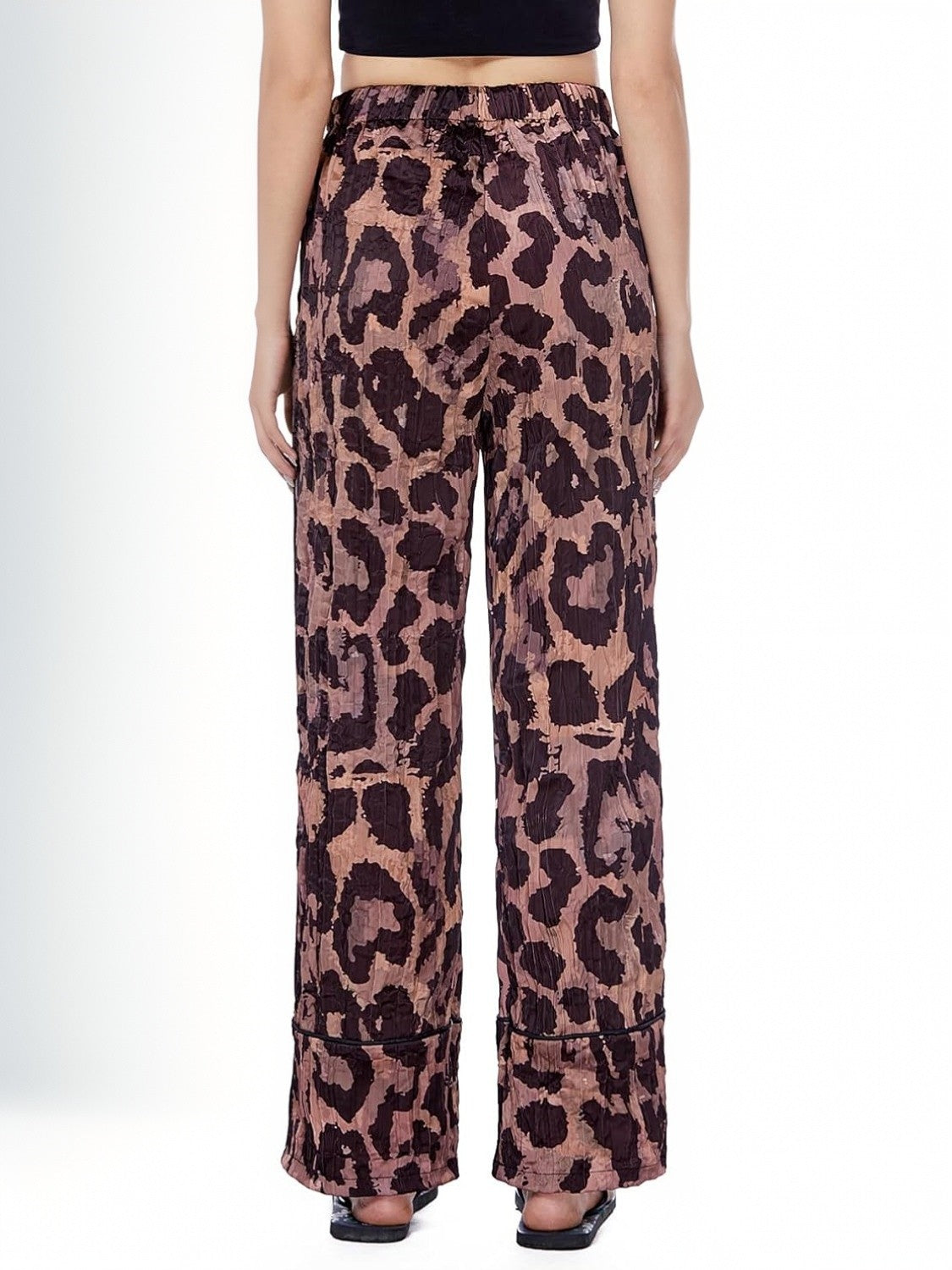 Ladyful Leopard Satin Wide Leg Pants