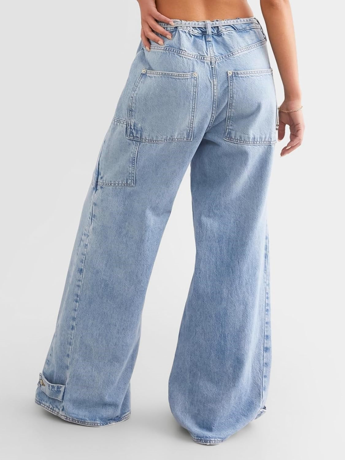 Ezapine Wide Leg Baggy Jeans With Belt
