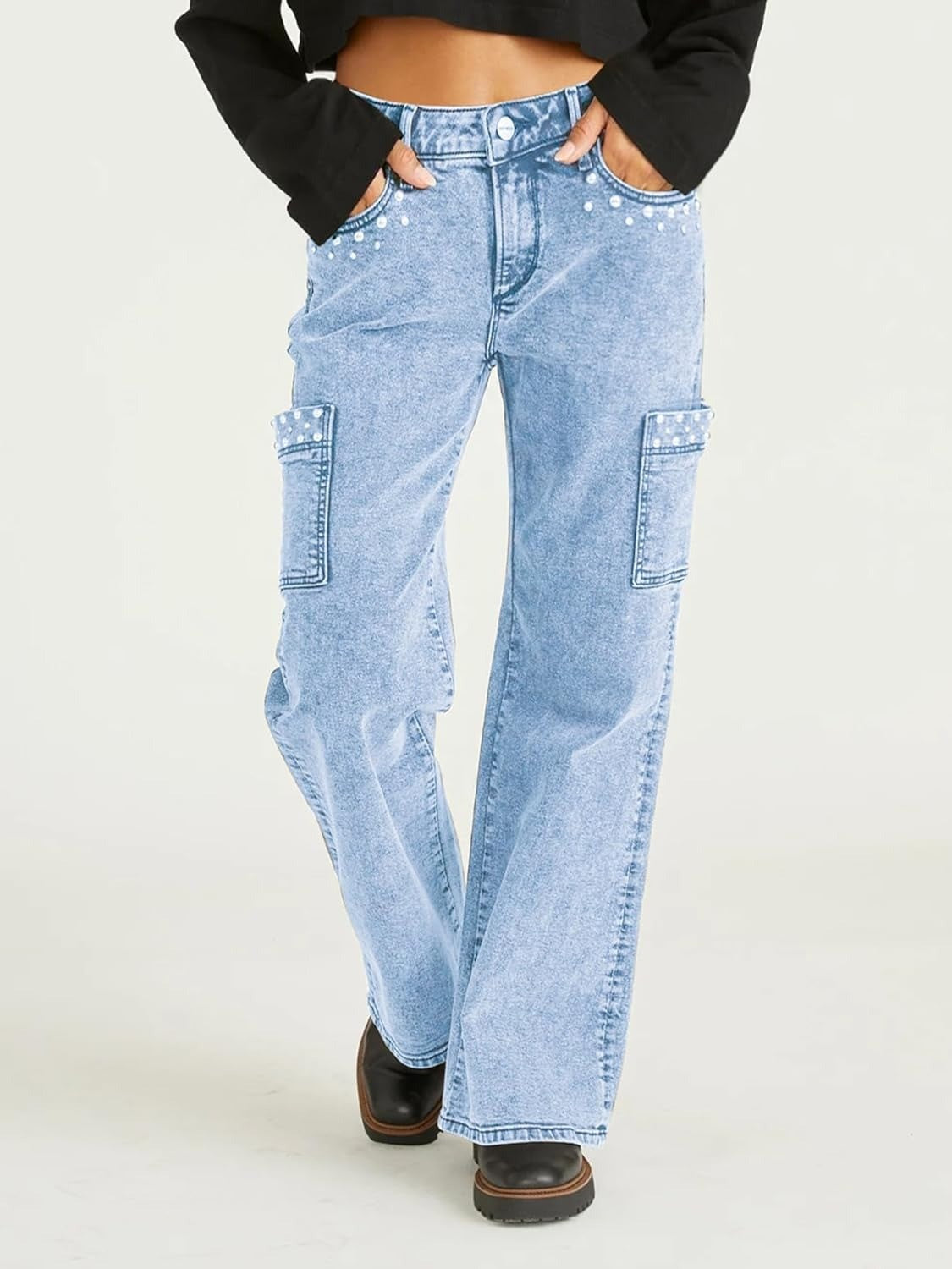 Kedera High Waist Straight Leg Pearl Jeans