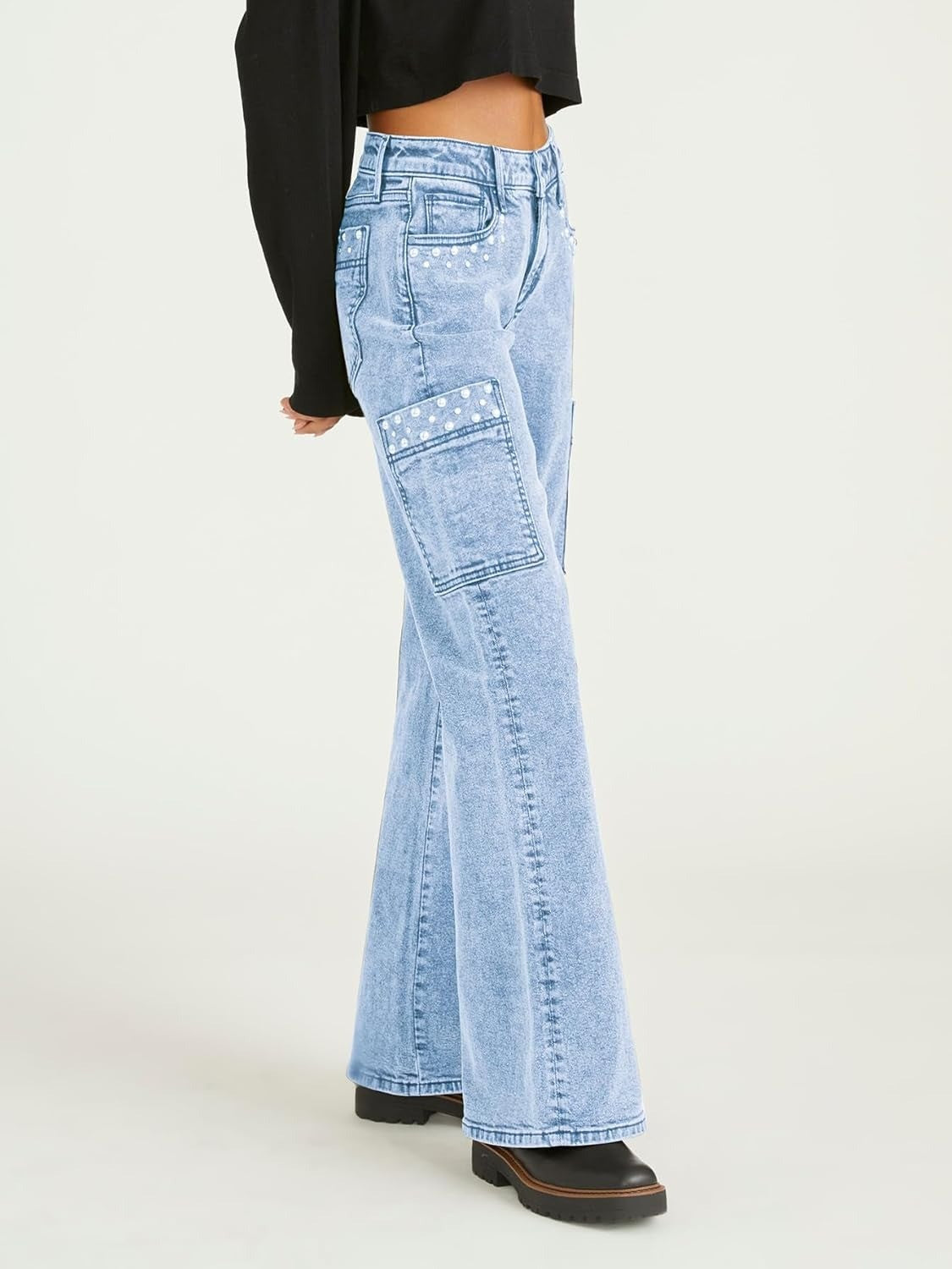 Kedera High Waist Straight Leg Pearl Jeans
