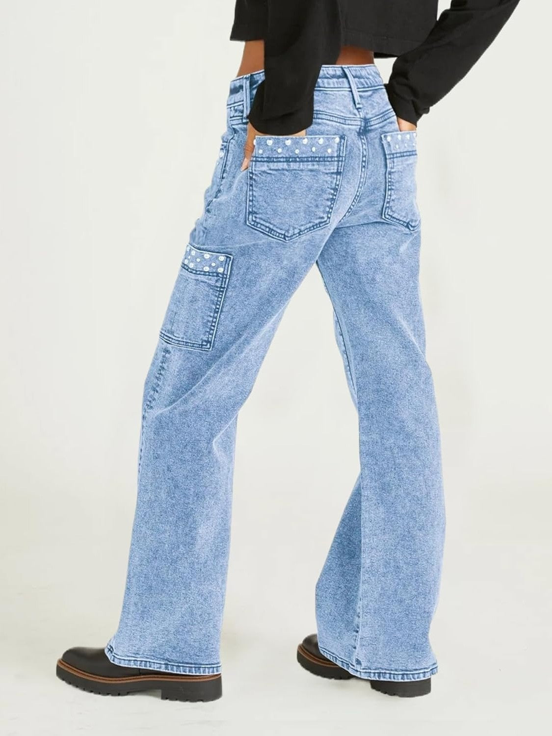 Kedera High Waist Straight Leg Pearl Jeans