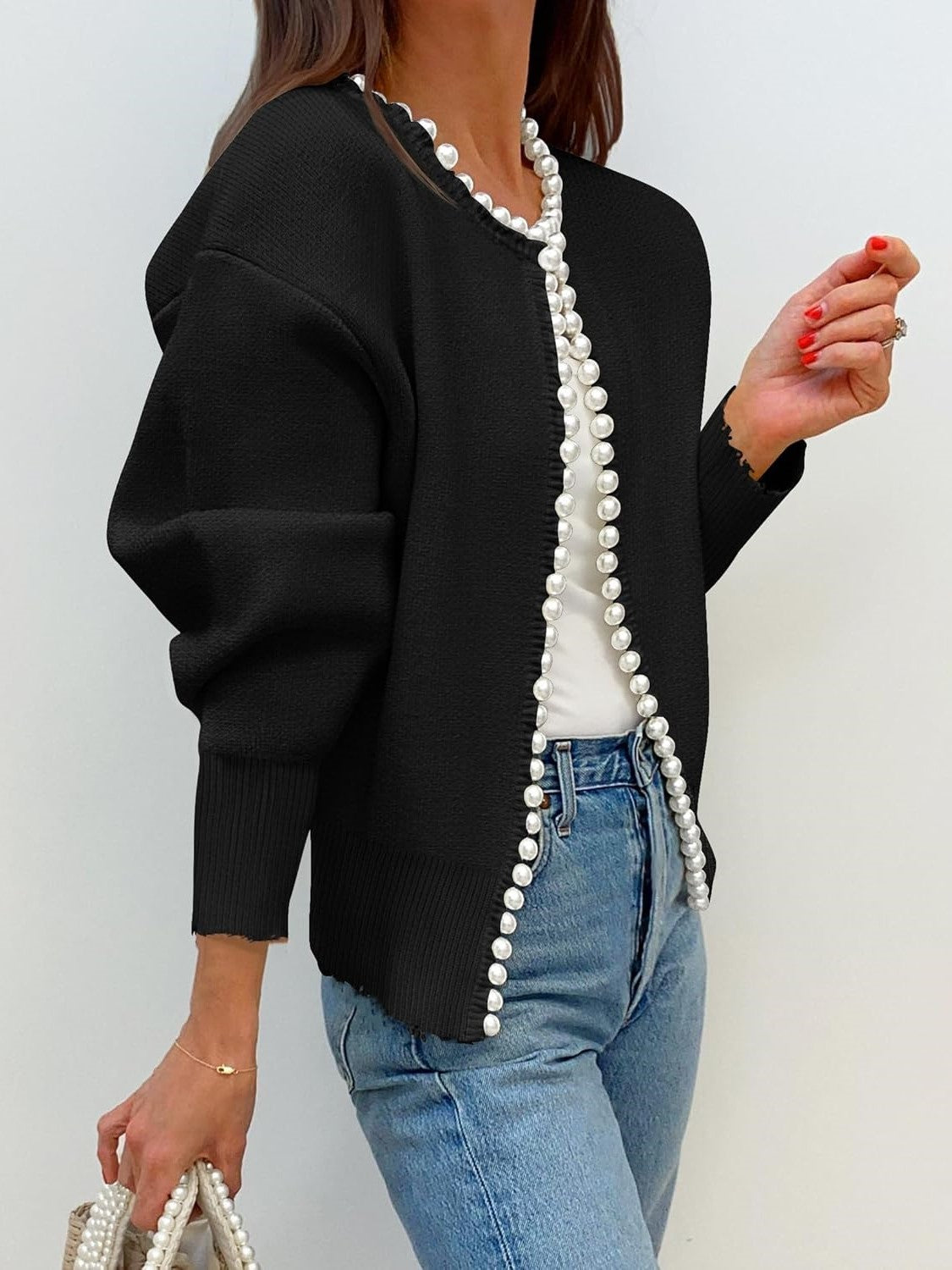 Kedera Pearl Embellished Knit Cardigan