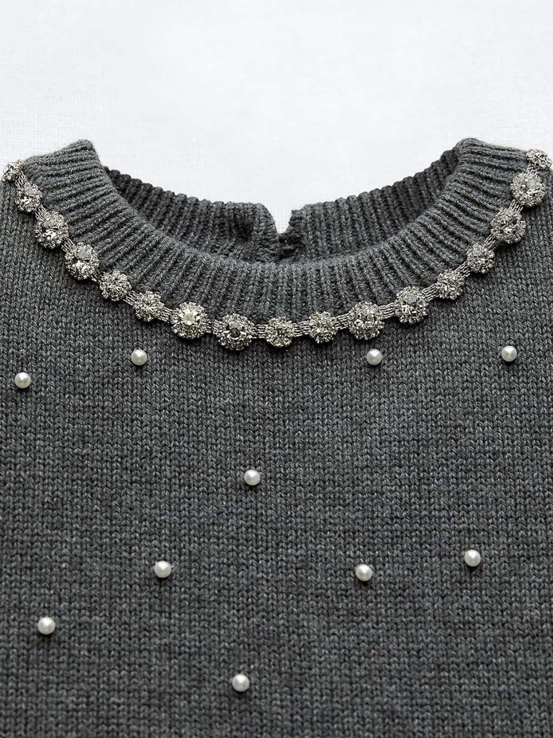 Lifeshe Pearl Embellished Crop Sweater
