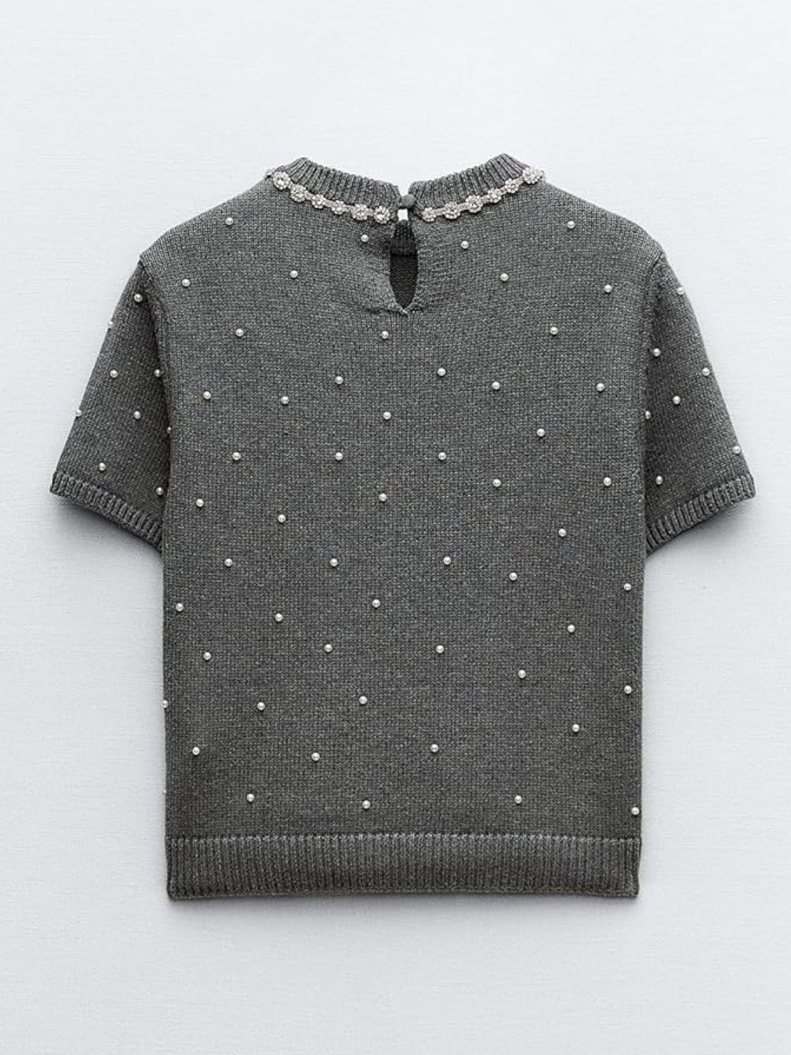 Lifeshe Pearl Embellished Crop Sweater