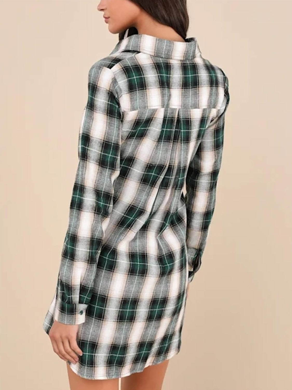Lifeshe Tie Plaid Shirt Dress