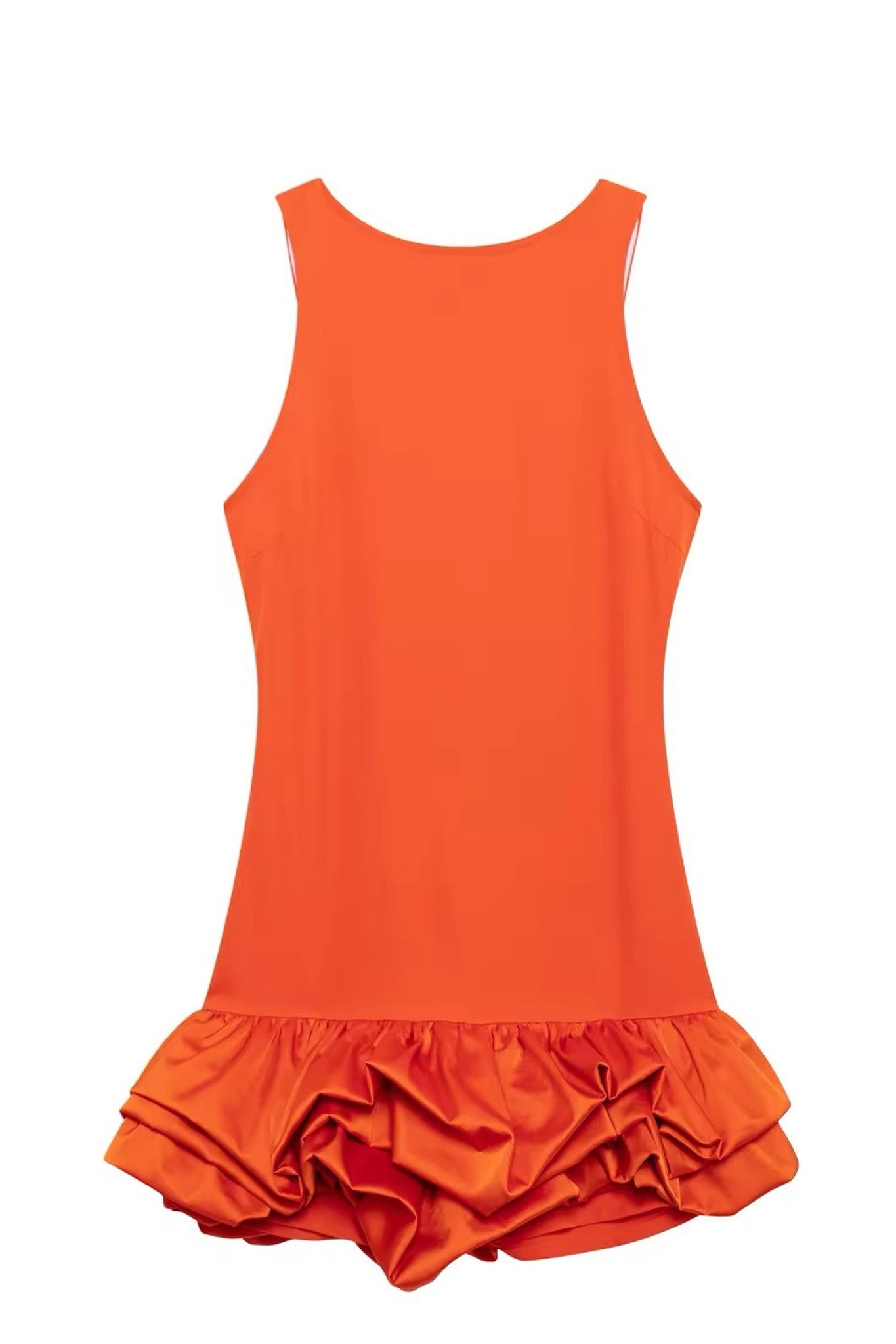 Ezabutus Bubble Hem Ruffle Sleeveless Mini Dress With Built In Shorts