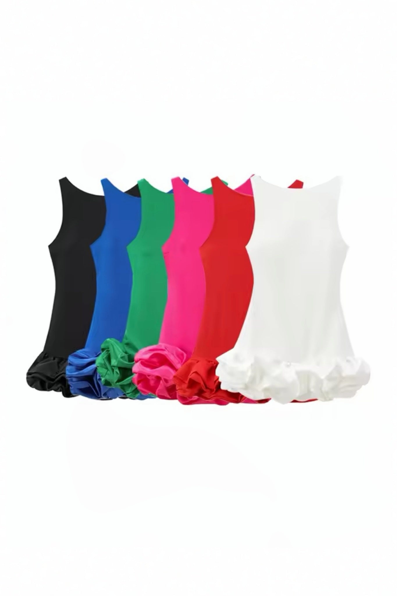 Ezabutus Bubble Hem Ruffle Sleeveless Mini Dress With Built In Shorts